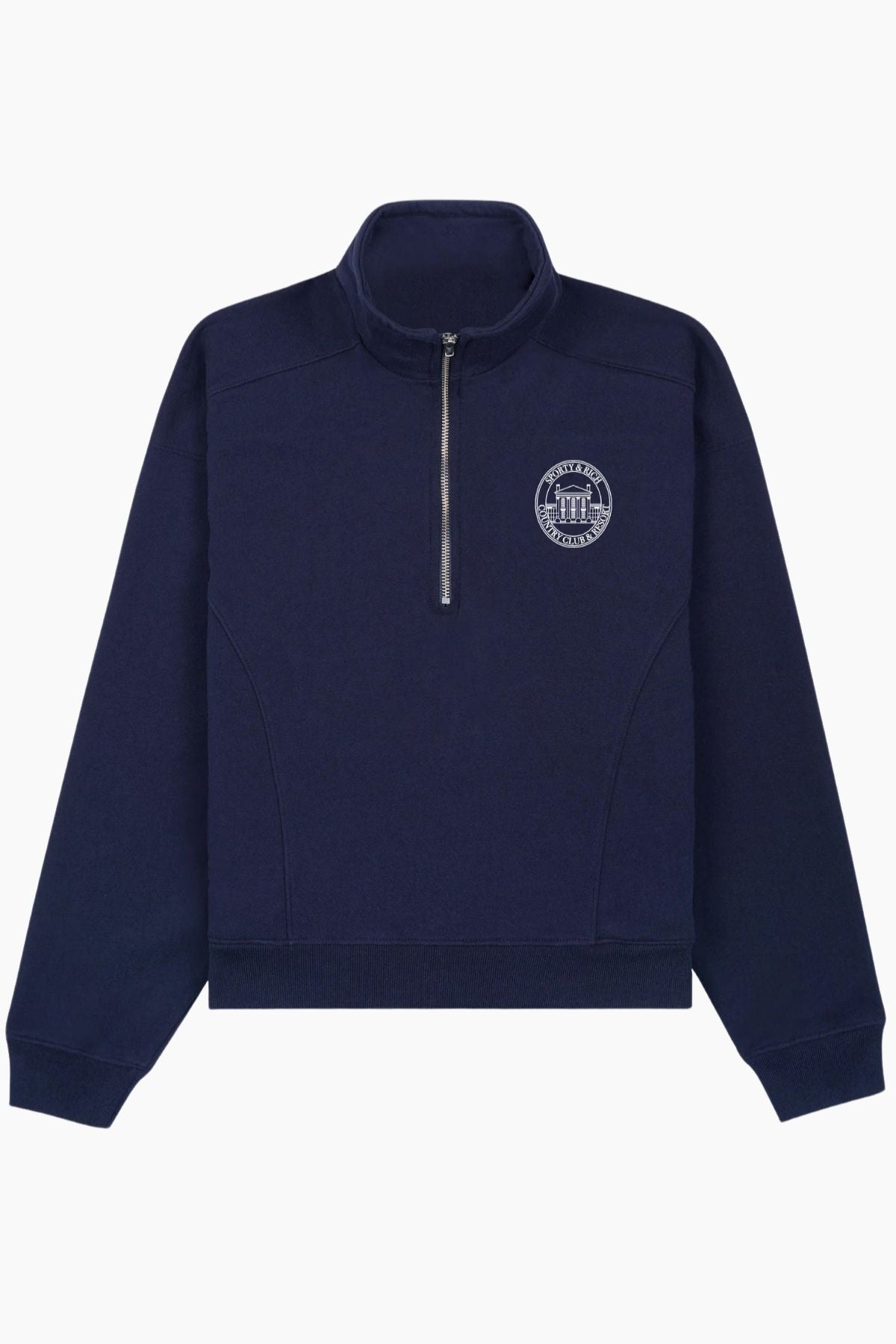 SPORTY & RICH NAVY BLUE cheapest ZIP CREWNECK SIZE MEDIUM