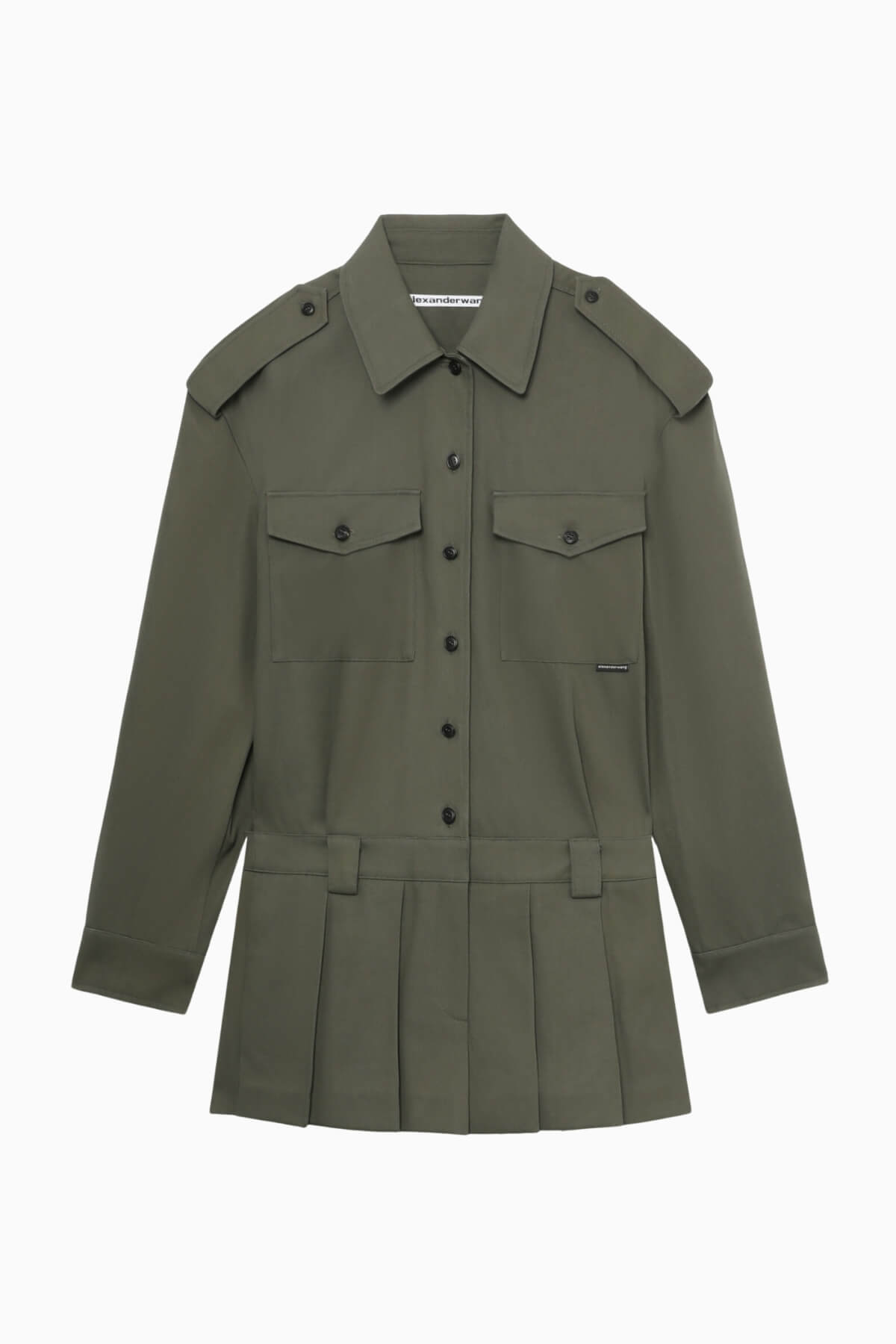 Alexander Wang Prestyled Pleated Mini Skirt Romper - Army Green