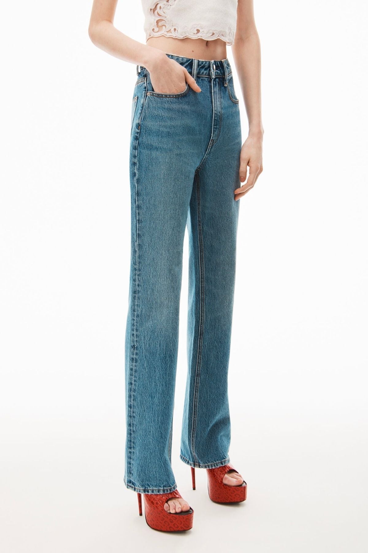 ALEXANDER WANG Back Zip Design Washed Jeans Indigo 26
