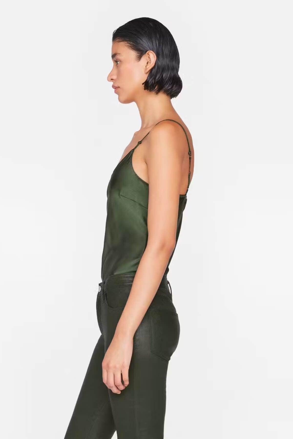 ASOS DESIGN satin cami in olive