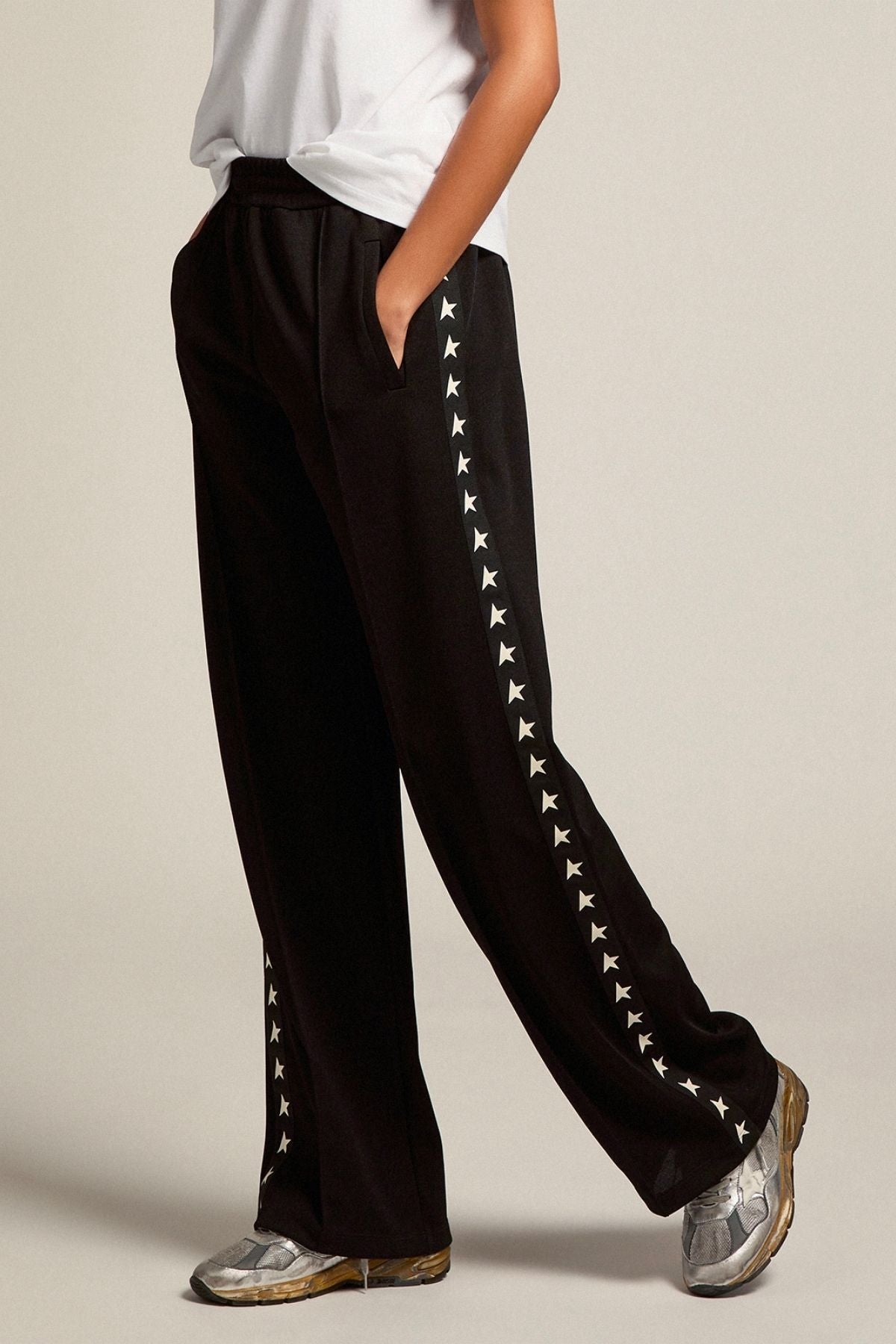 GOLDEN GOOSE Striped jersey wide-leg track pants