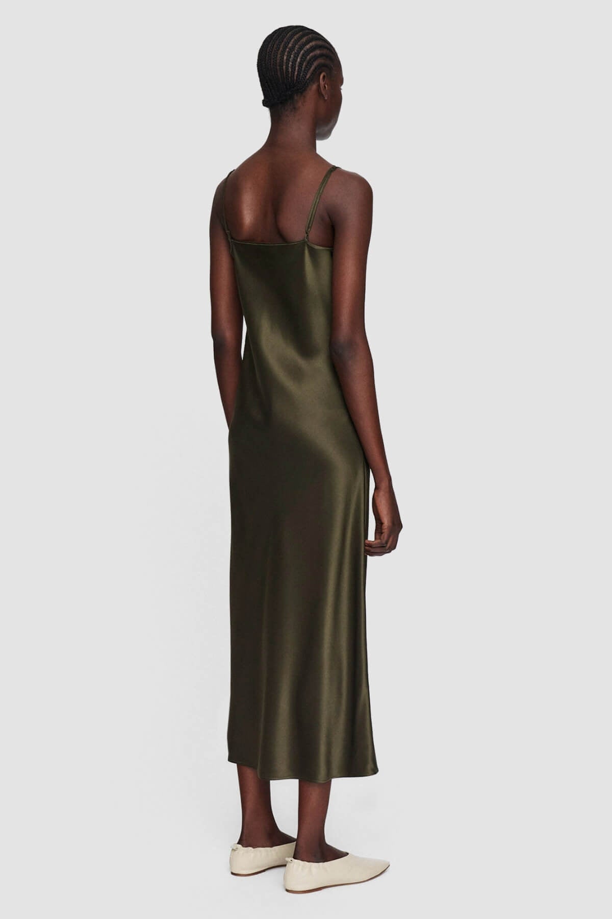 Joseph Clea Silk Satin Slip Dress - Hass Avocado