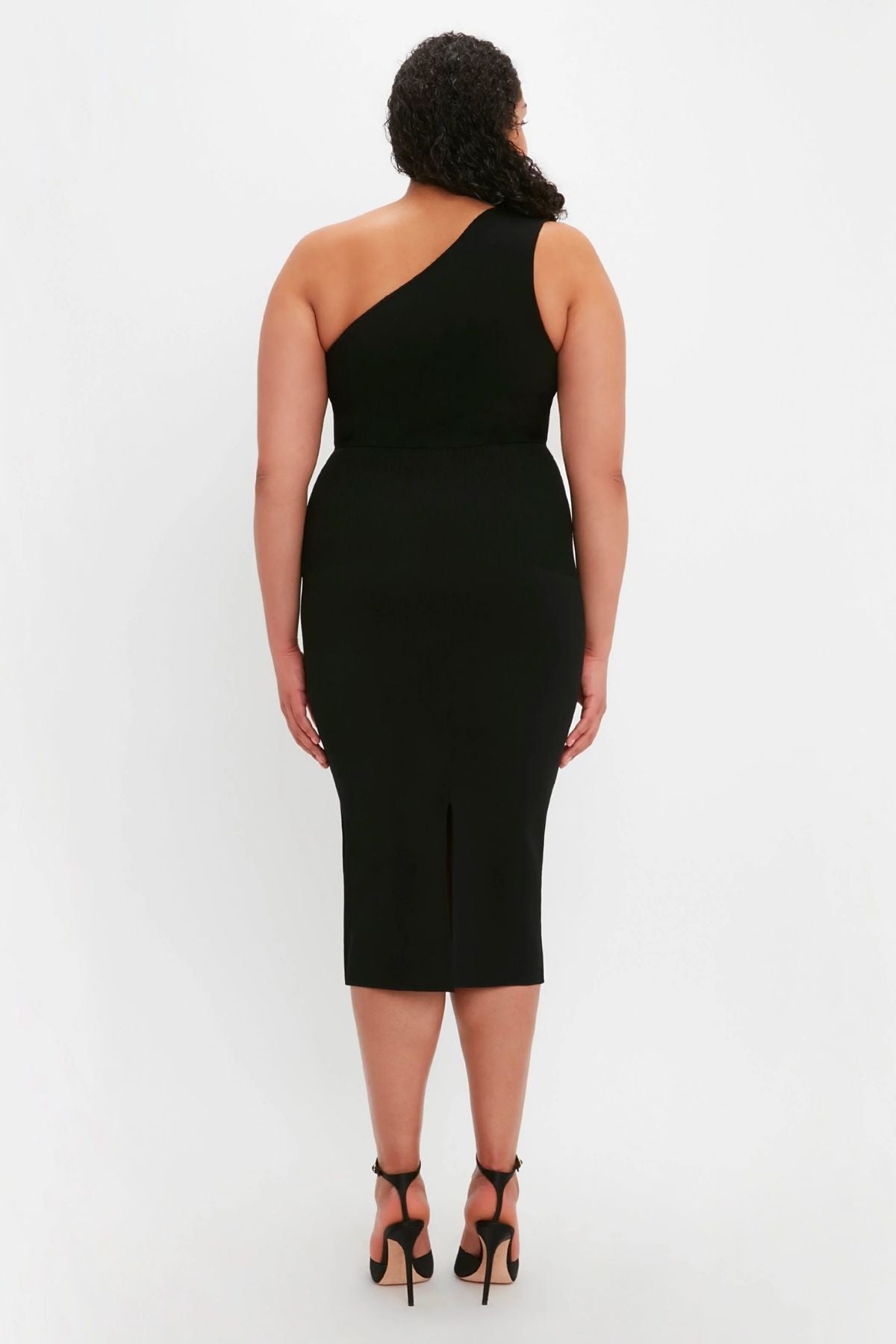 VB Body One Shoulder Midi Dress In Black