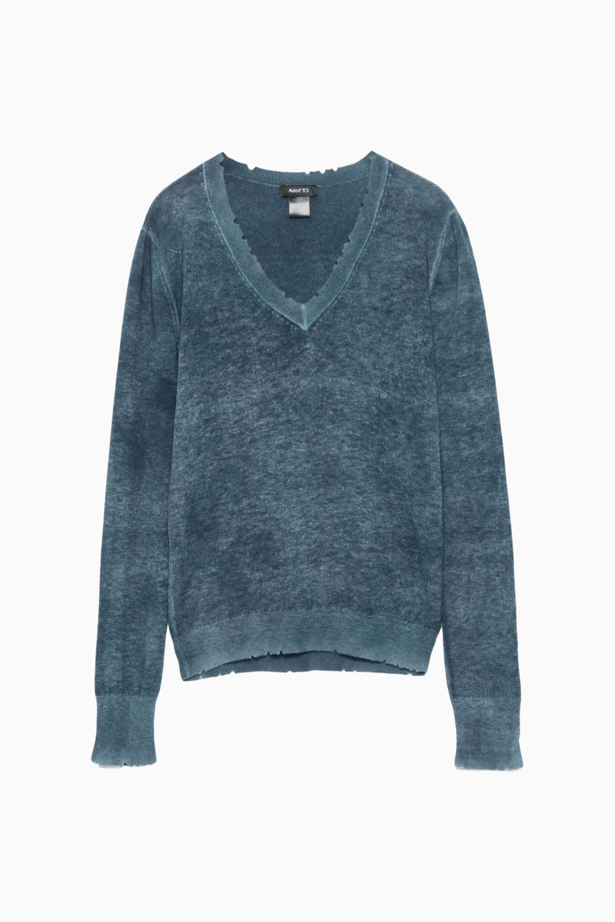 Avant Toi Distressed Ultralight Cashmere V-Neck Knit Jumper - Fiume