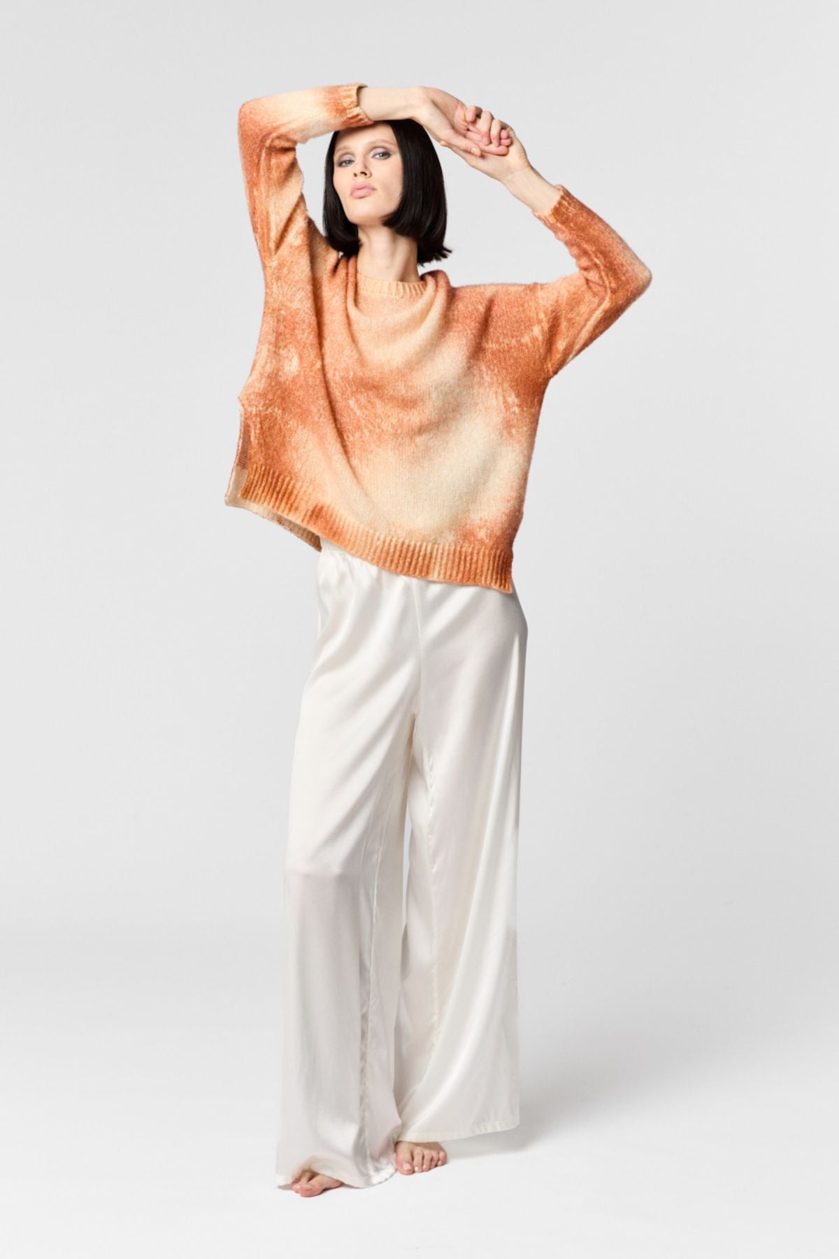 Marble Effect Brushed Cashmere & Silk Pullover