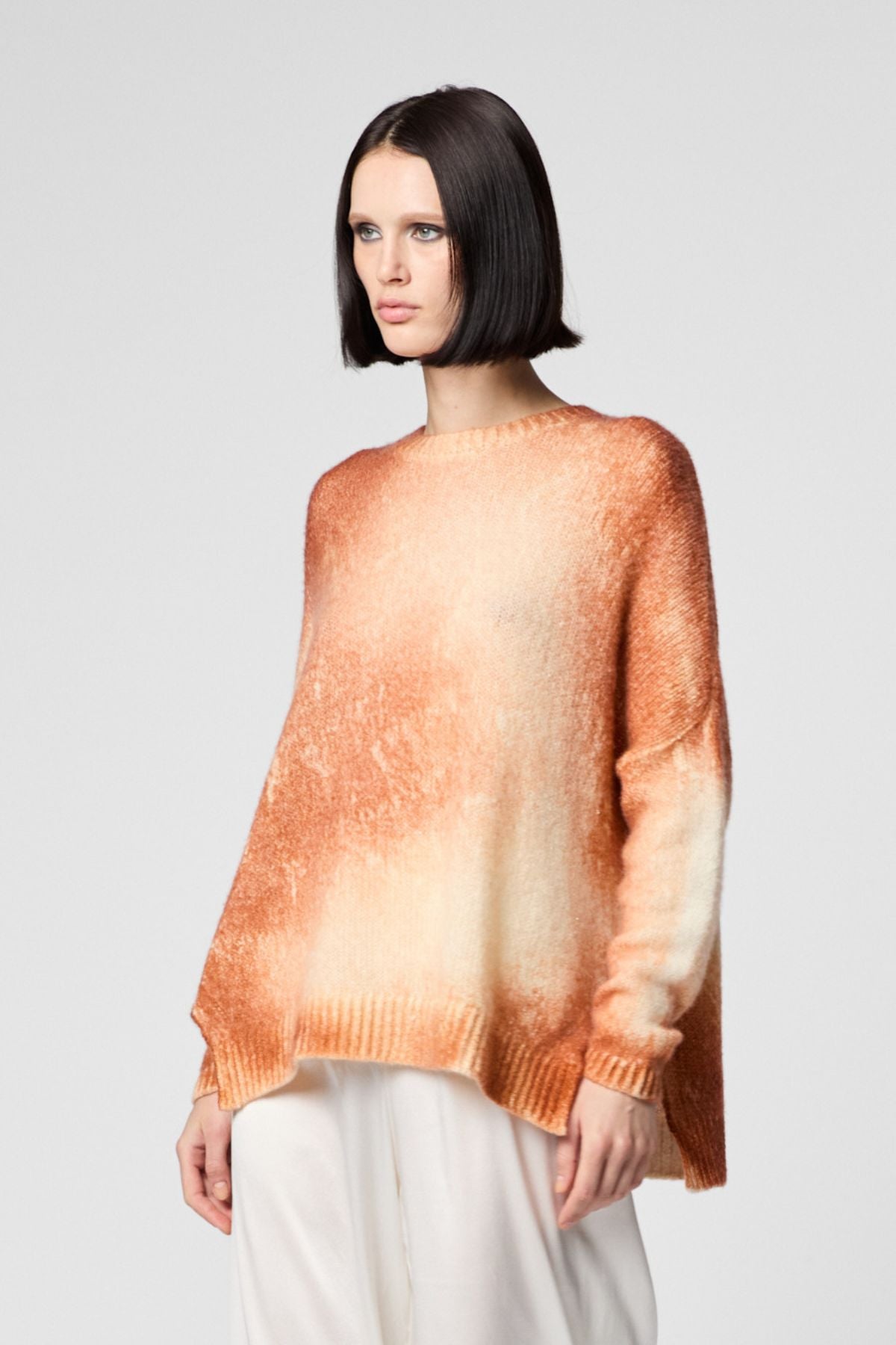 Marble Effect Brushed Cashmere & Silk Pullover