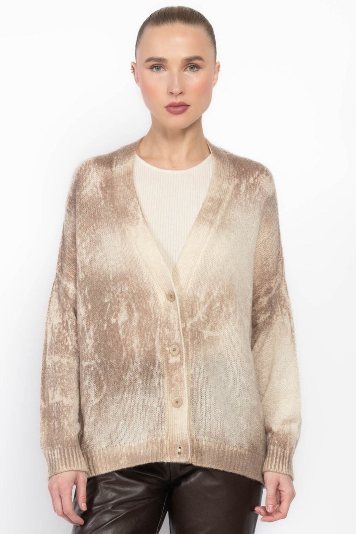 Avant Toi Marble Effect Brushed Cashmere Cardigan - Noce Moscata