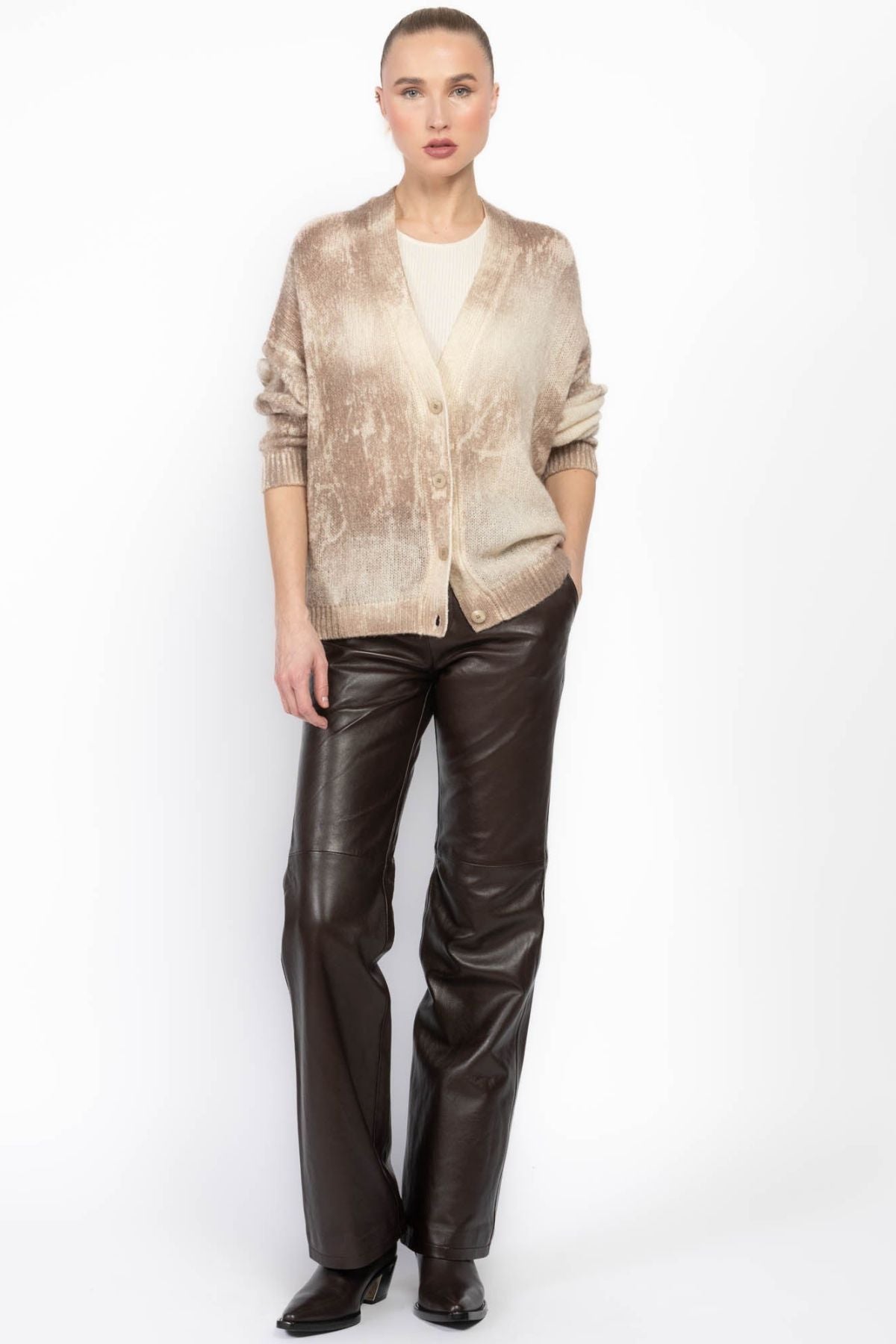 Avant Toi Marble Effect Brushed Cashmere Cardigan - Noce Moscata