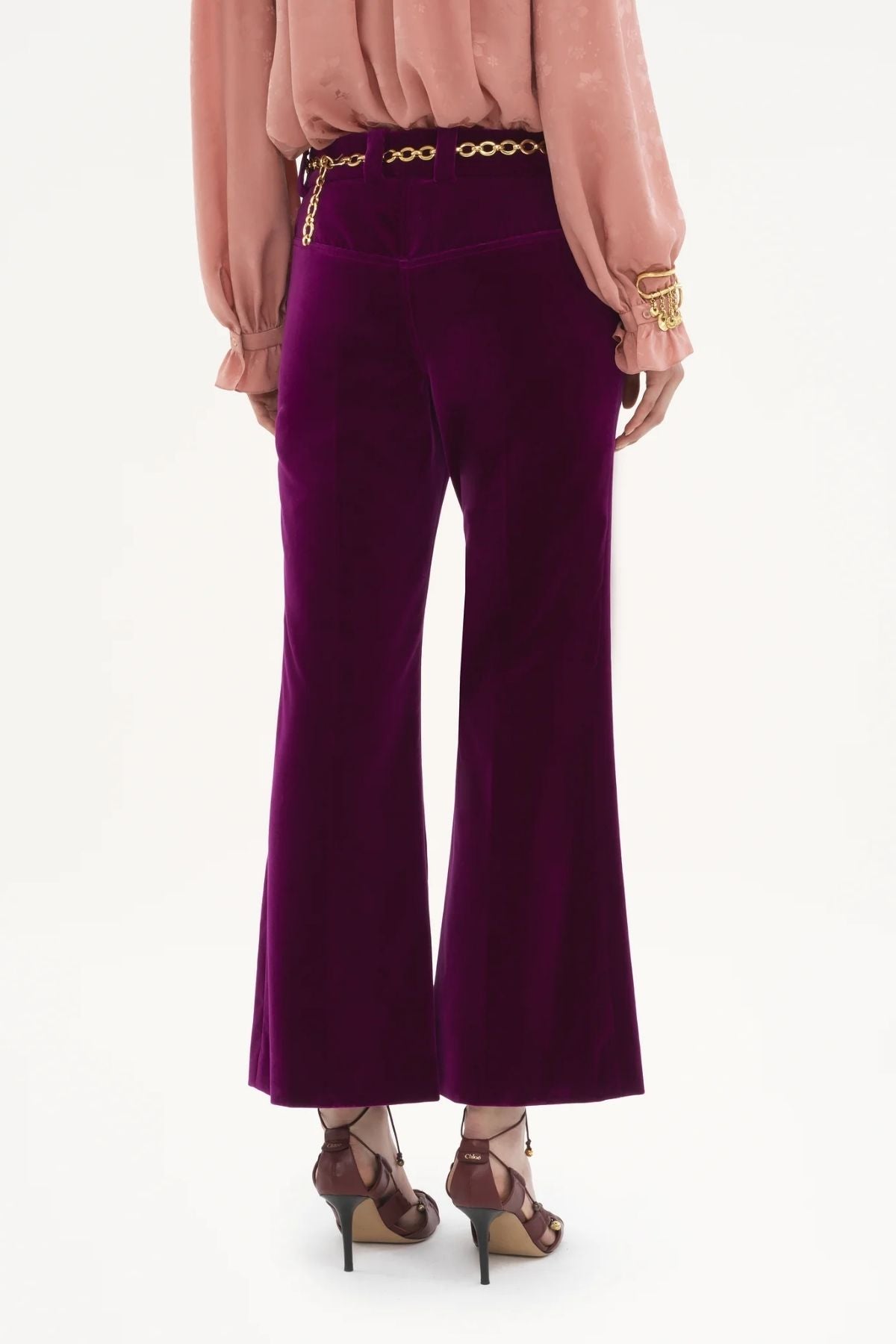 Chloé Cropped Velvet Trouser - Pansy Purple