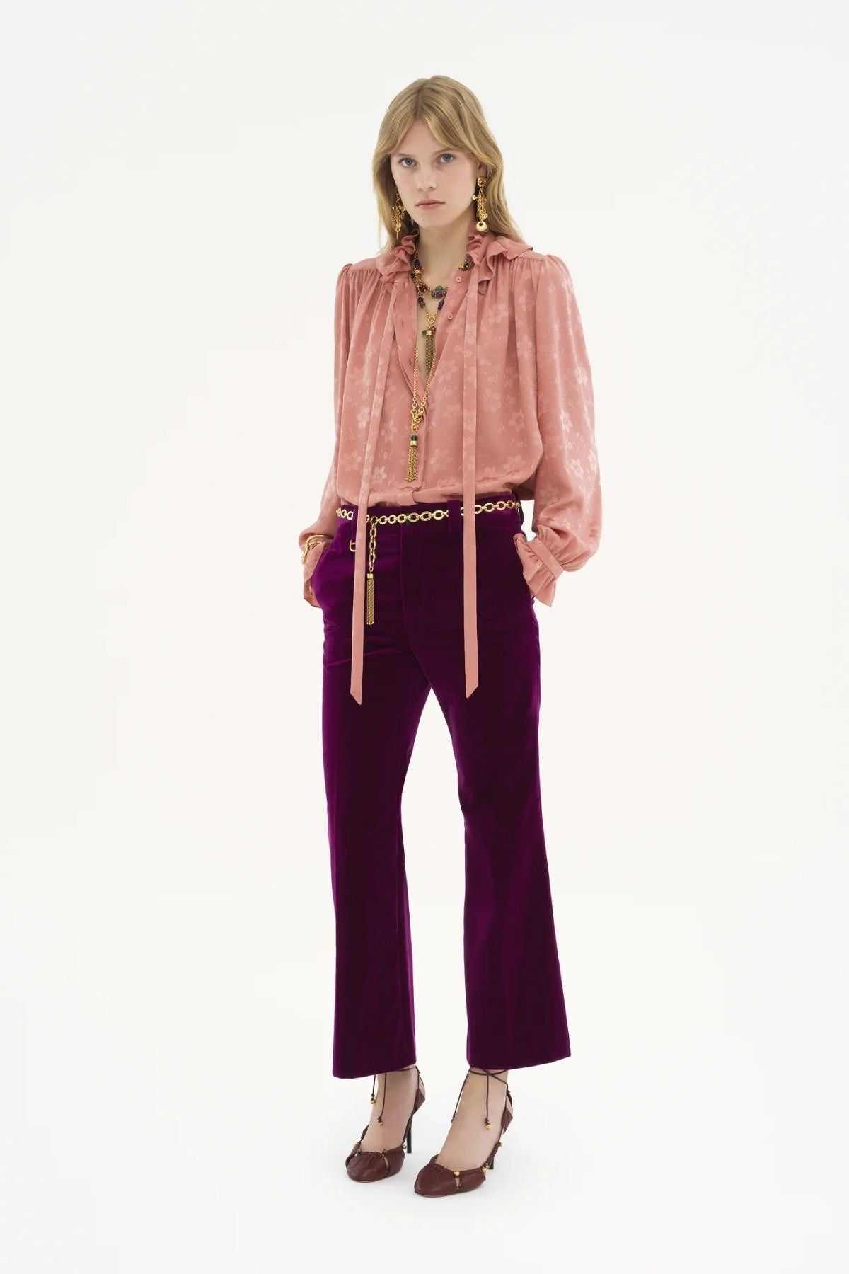 Chloé Cropped Velvet Trouser - Pansy Purple