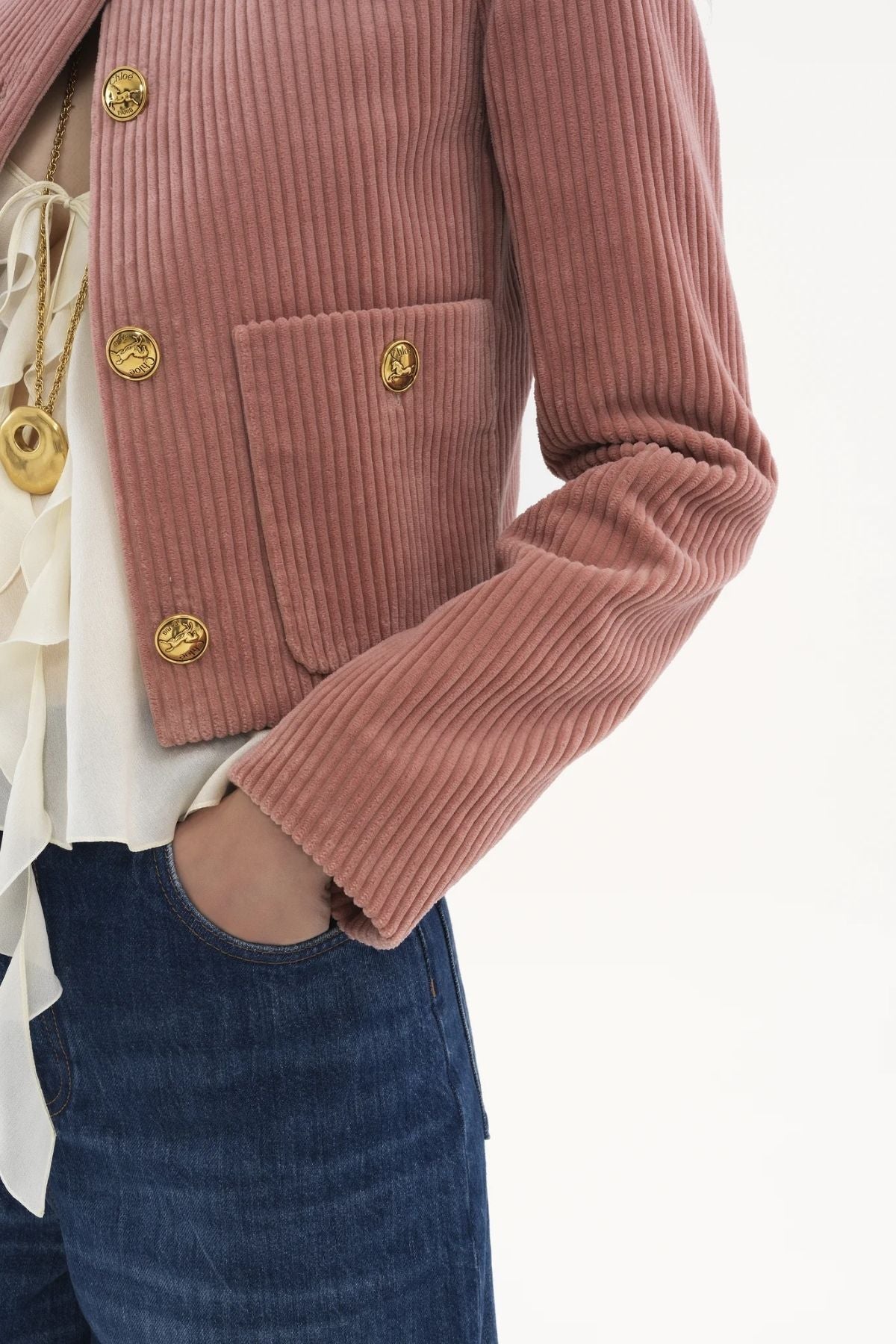 Chloé Cropped Velvet Jacket - Wild Pink