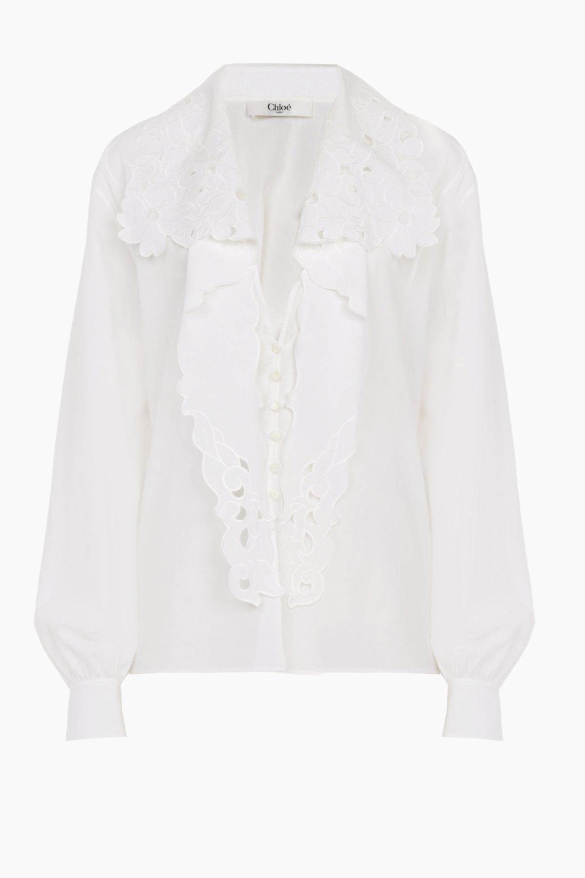 Chloé Embroidered Lavallière Shirt - White