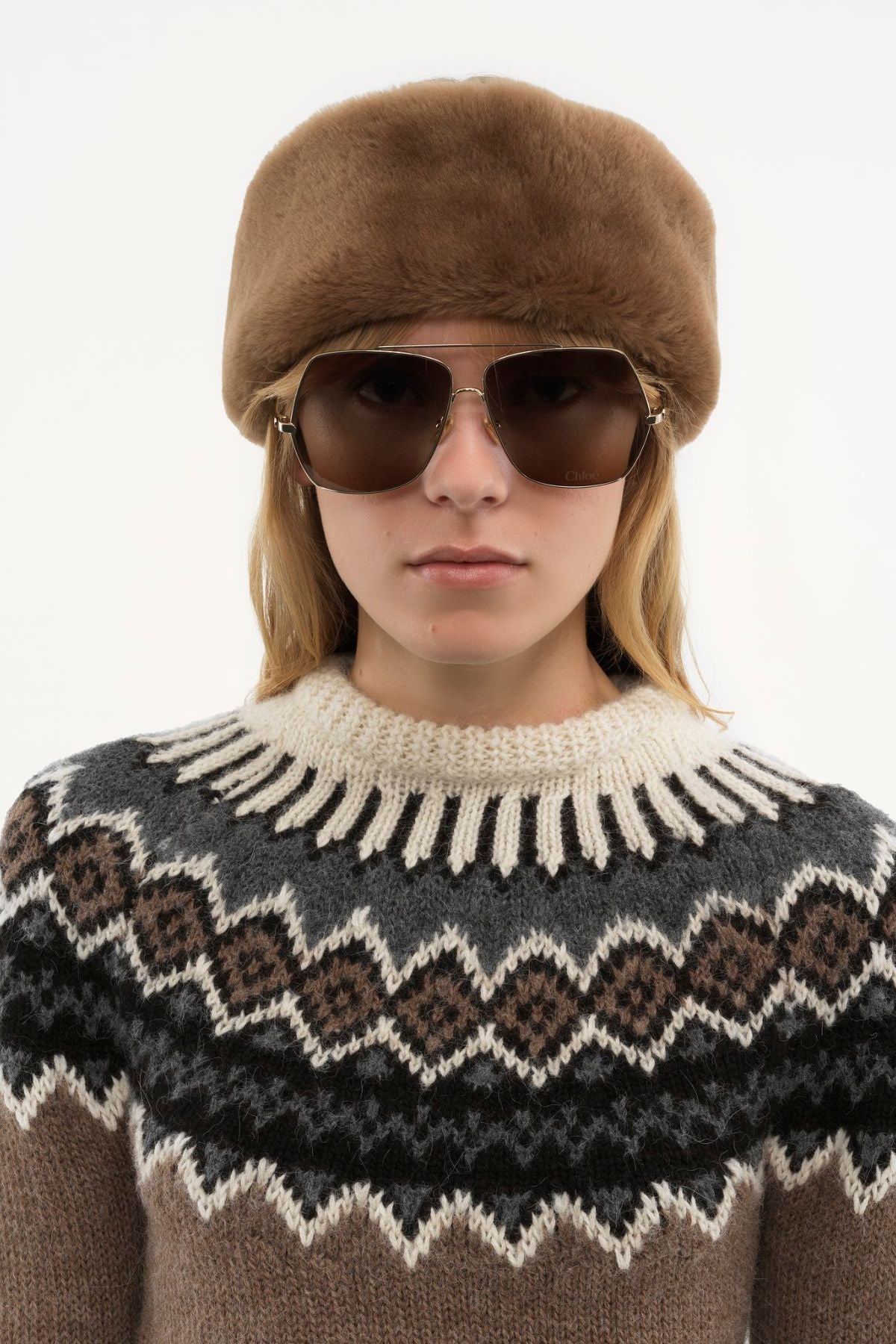 Chloé Fair Isle Jumper - Brown Beige