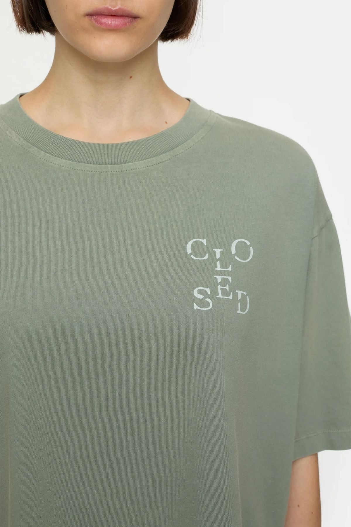 Closed Cropped T-Shirt - Faded Green