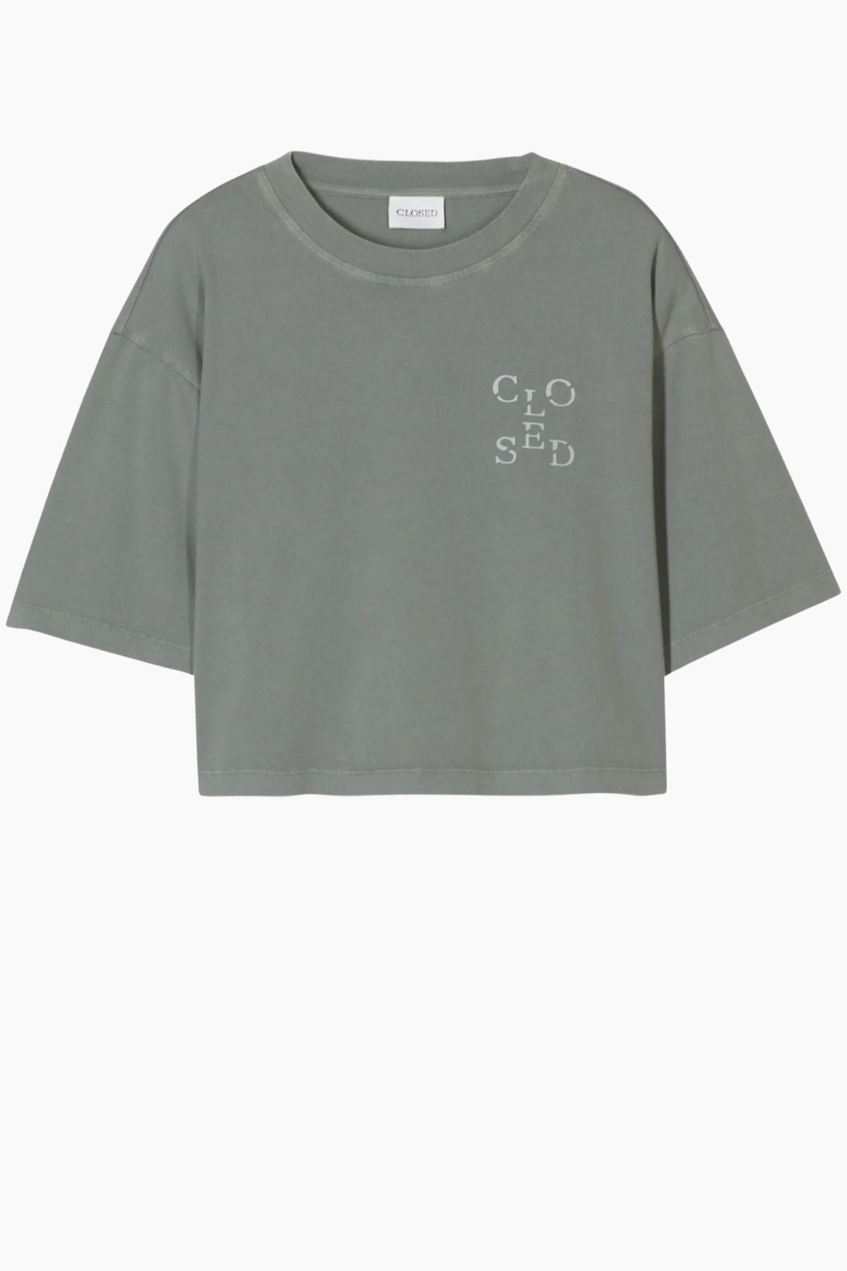 Closed Cropped T-Shirt - Faded Green