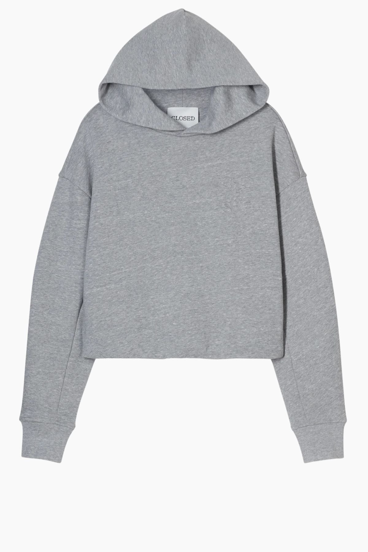 Closed Folded Hem Hoodie - Light Grey Melange