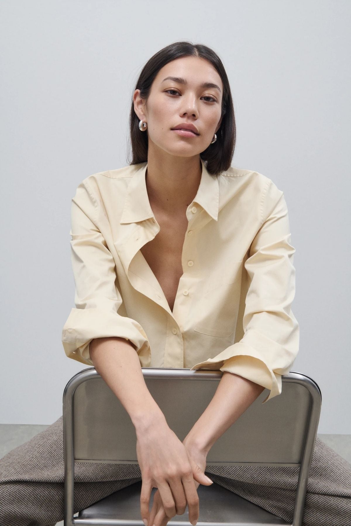 Closed Short Cotton Poplin Shirt - Vanilla Beige