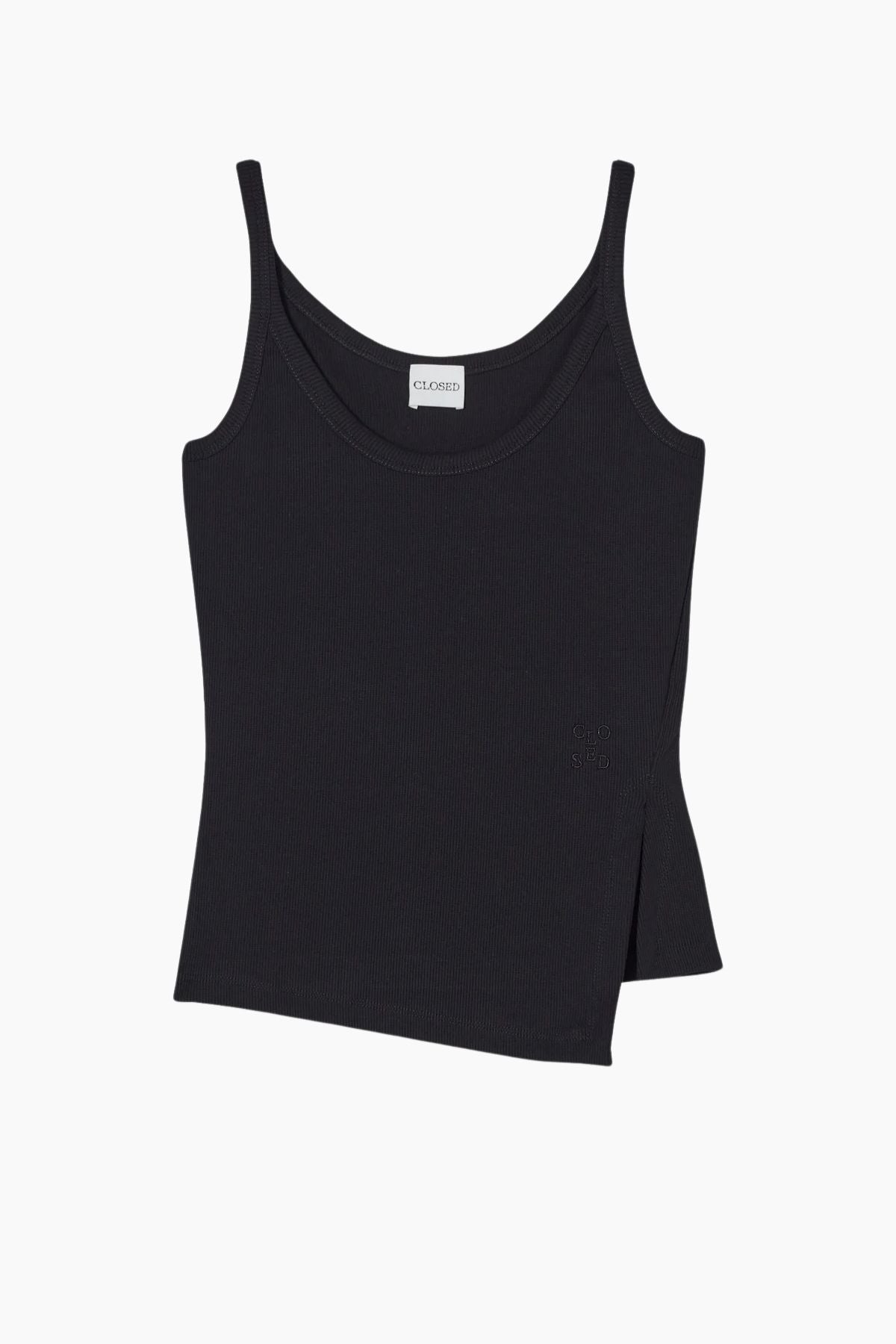 Closed Split Tank Top - Black