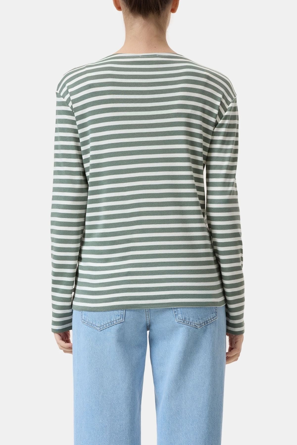 Closed Striped Long Sleeve T-Shirt - Faded Green