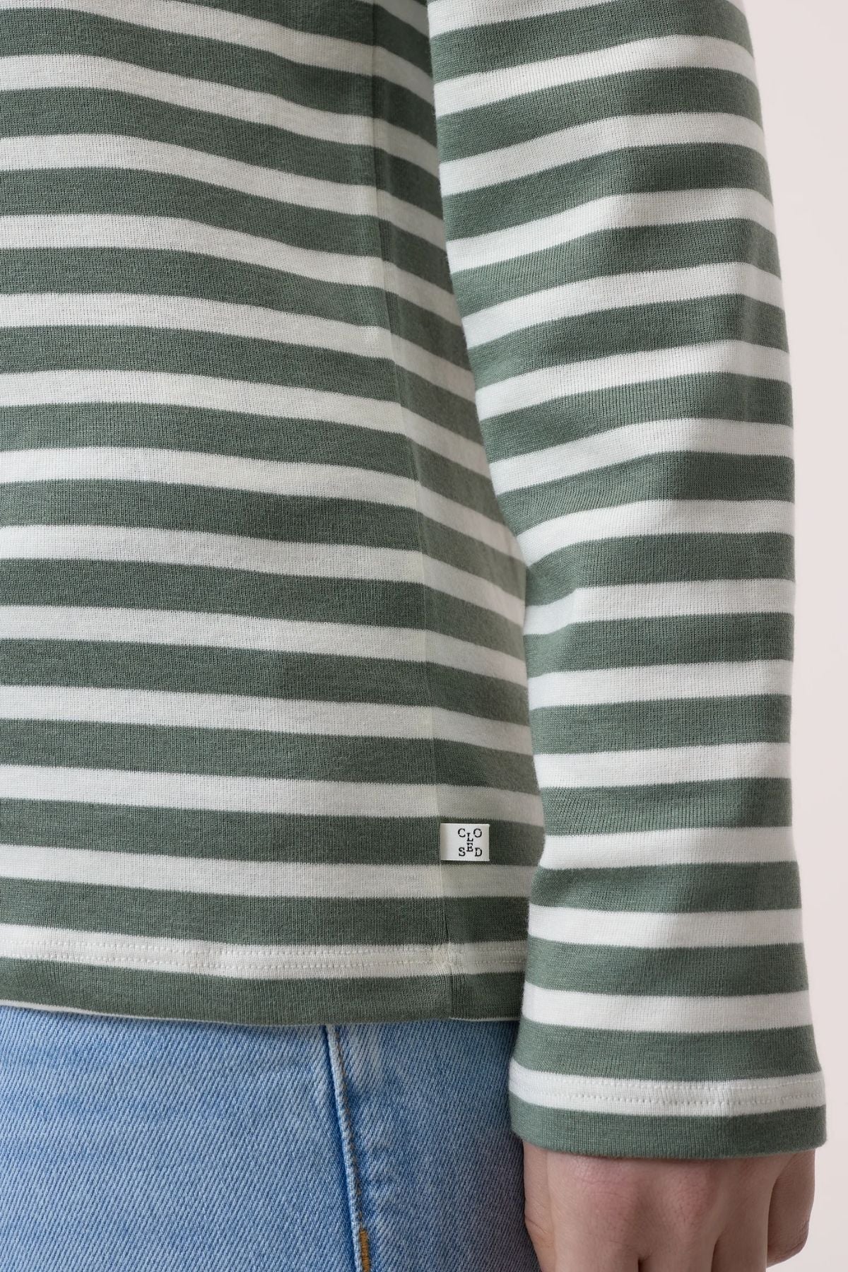 Closed Striped Long Sleeve T-Shirt - Faded Green