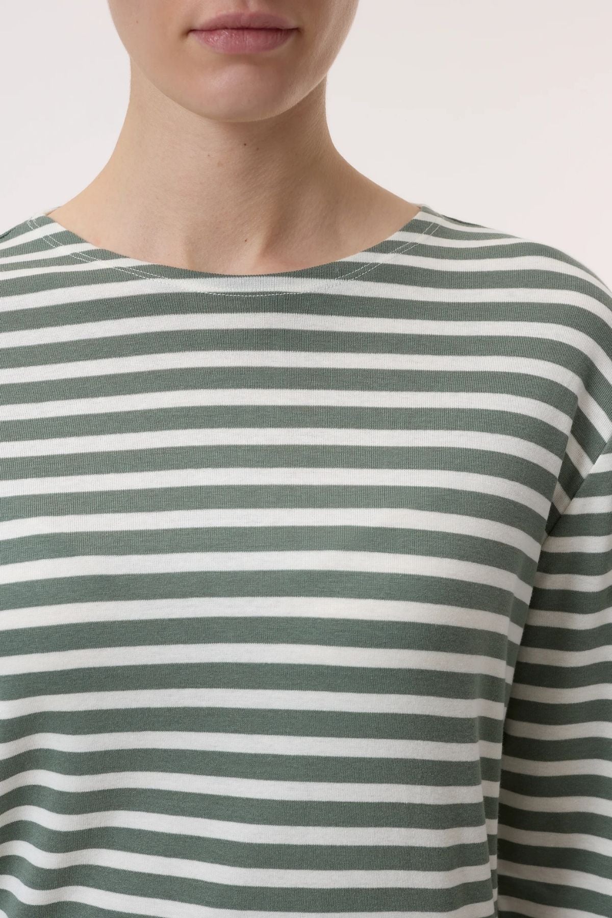 Closed Striped Long Sleeve T-Shirt - Faded Green