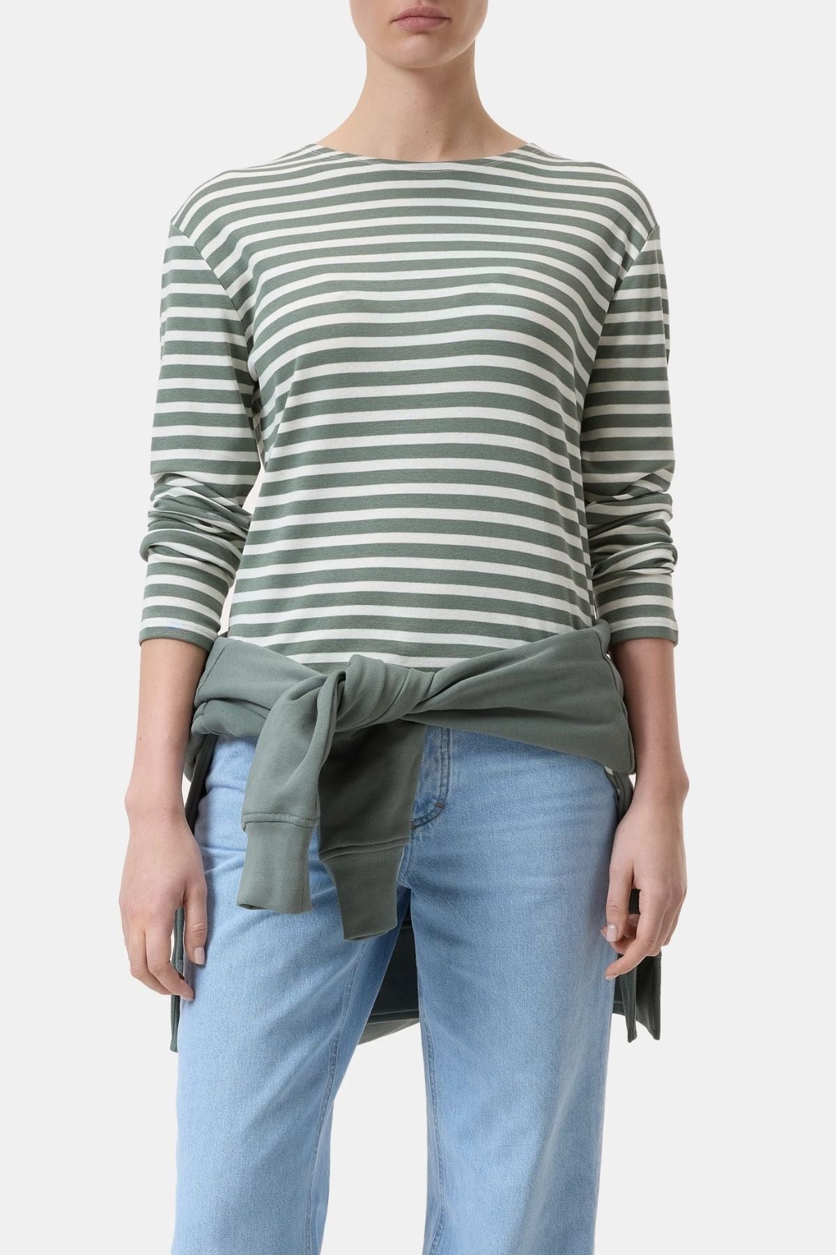 Closed Striped Long Sleeve T-Shirt - Faded Green