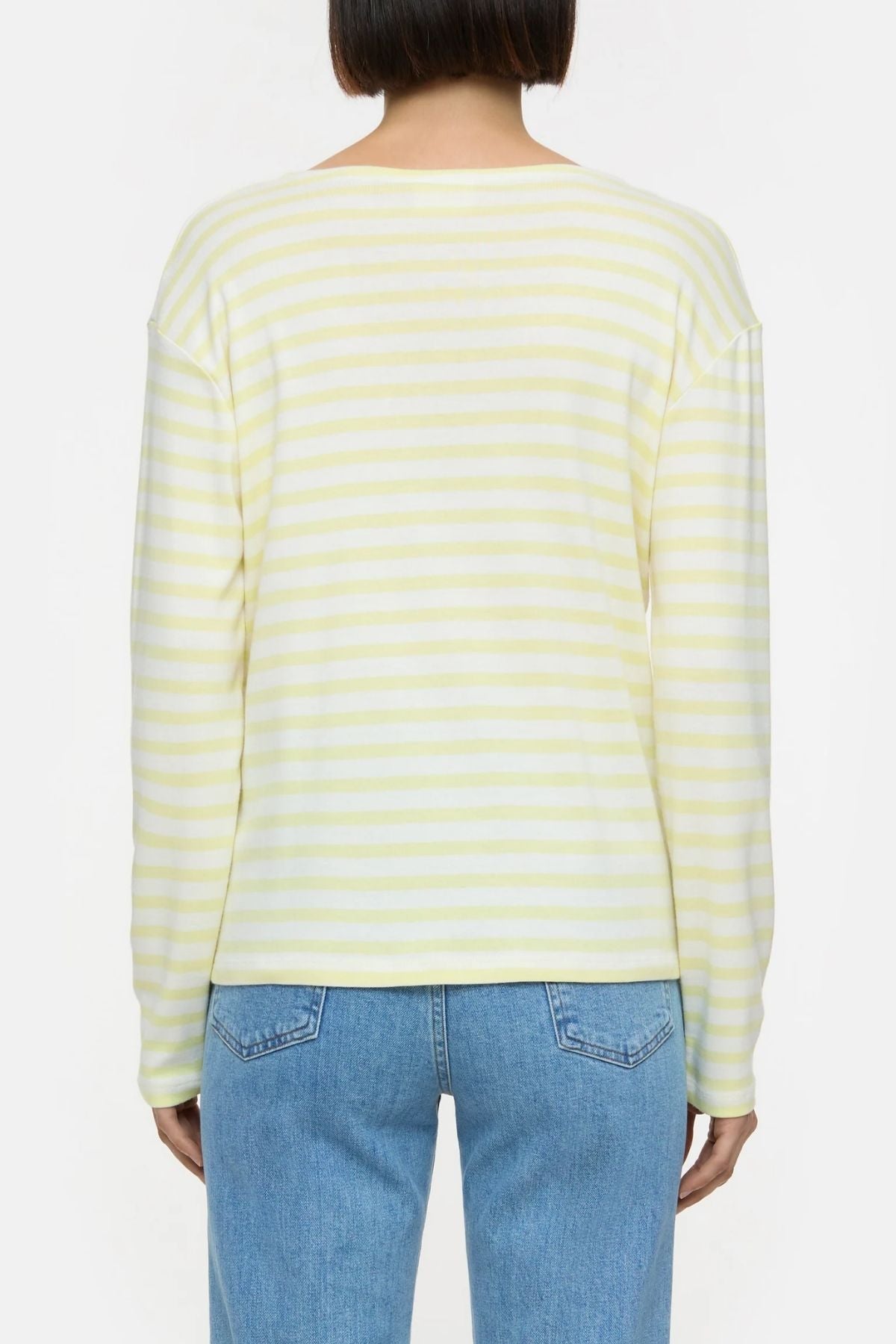 Closed Striped Long Sleeve T-Shirt - Lemon Yellow