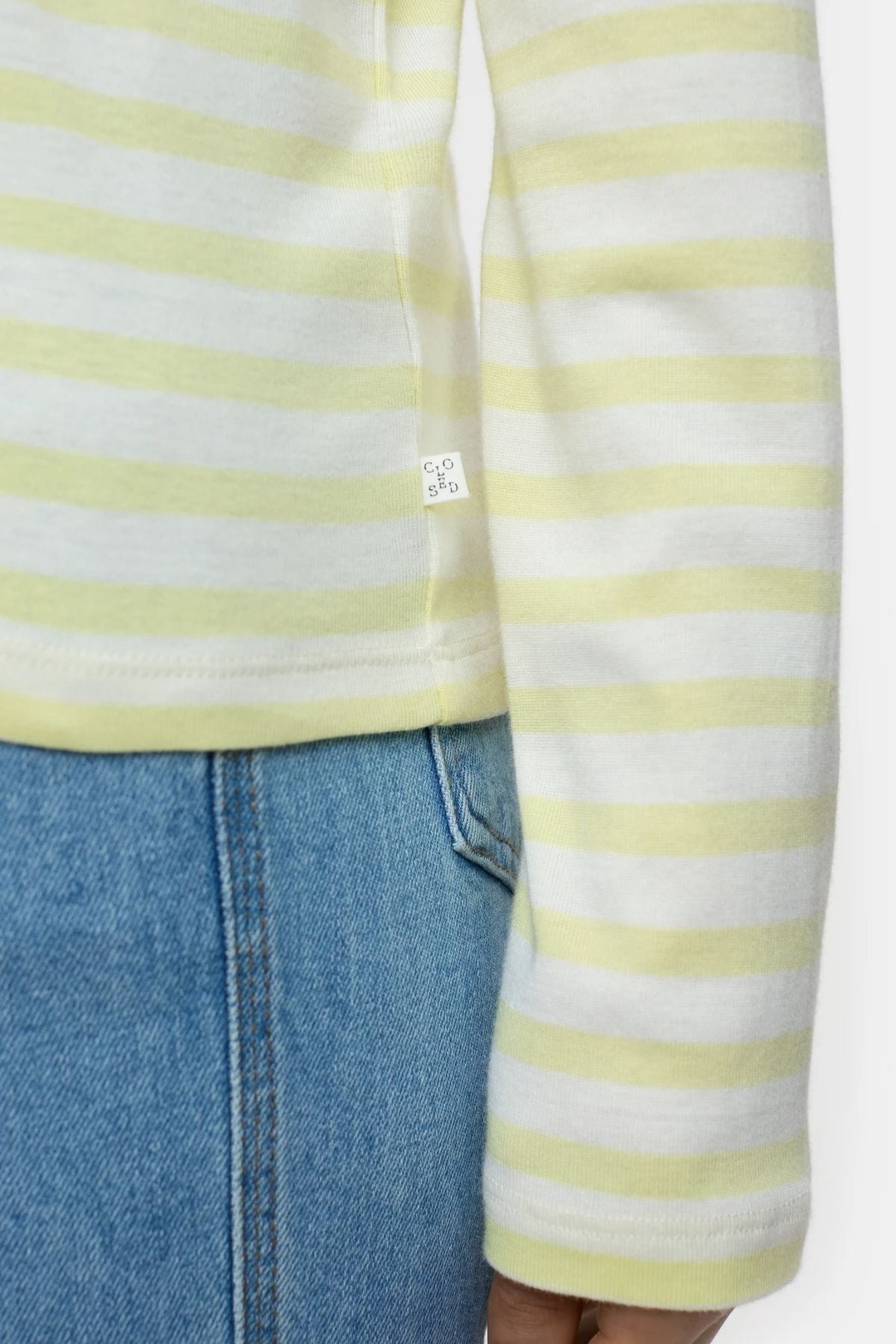 Closed Striped Long Sleeve T-Shirt - Lemon Yellow