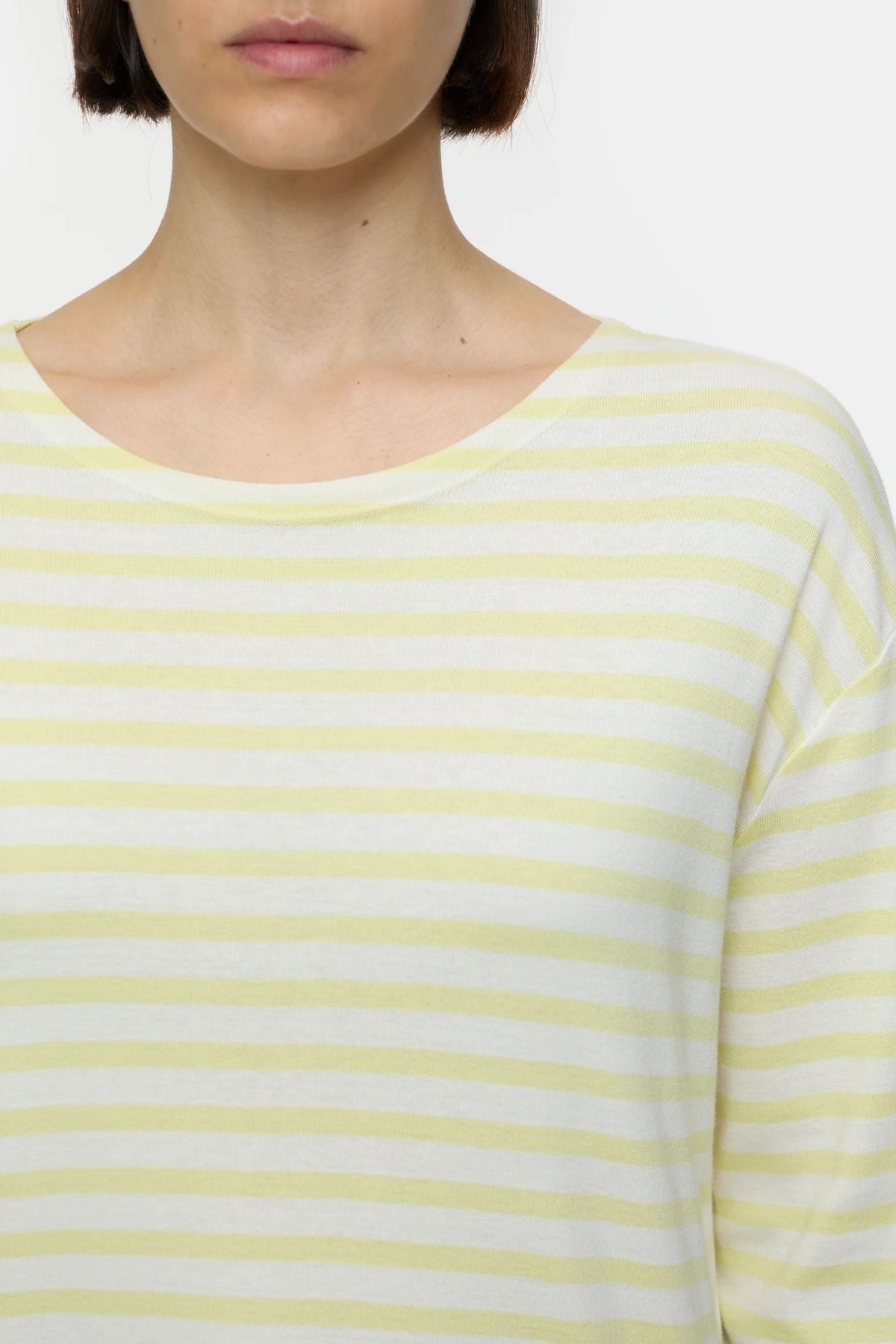 Closed Striped Long Sleeve T-Shirt - Lemon Yellow