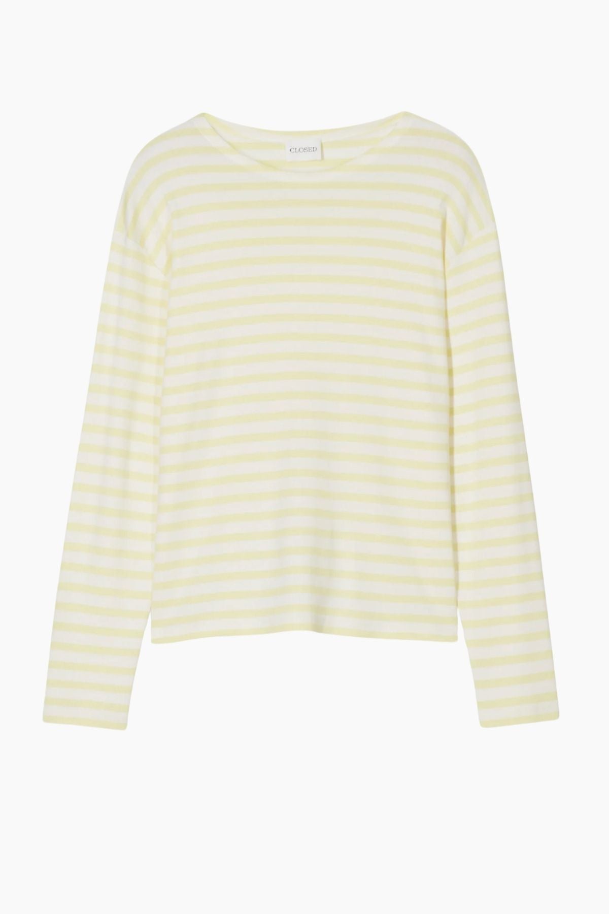 Closed Striped Long Sleeve T-Shirt - Lemon Yellow