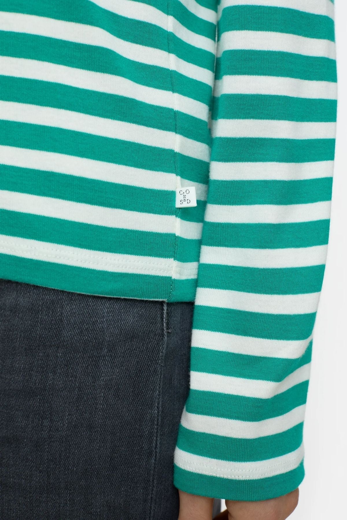 Closed Striped Long Sleeve T-Shirt - Meadow Green