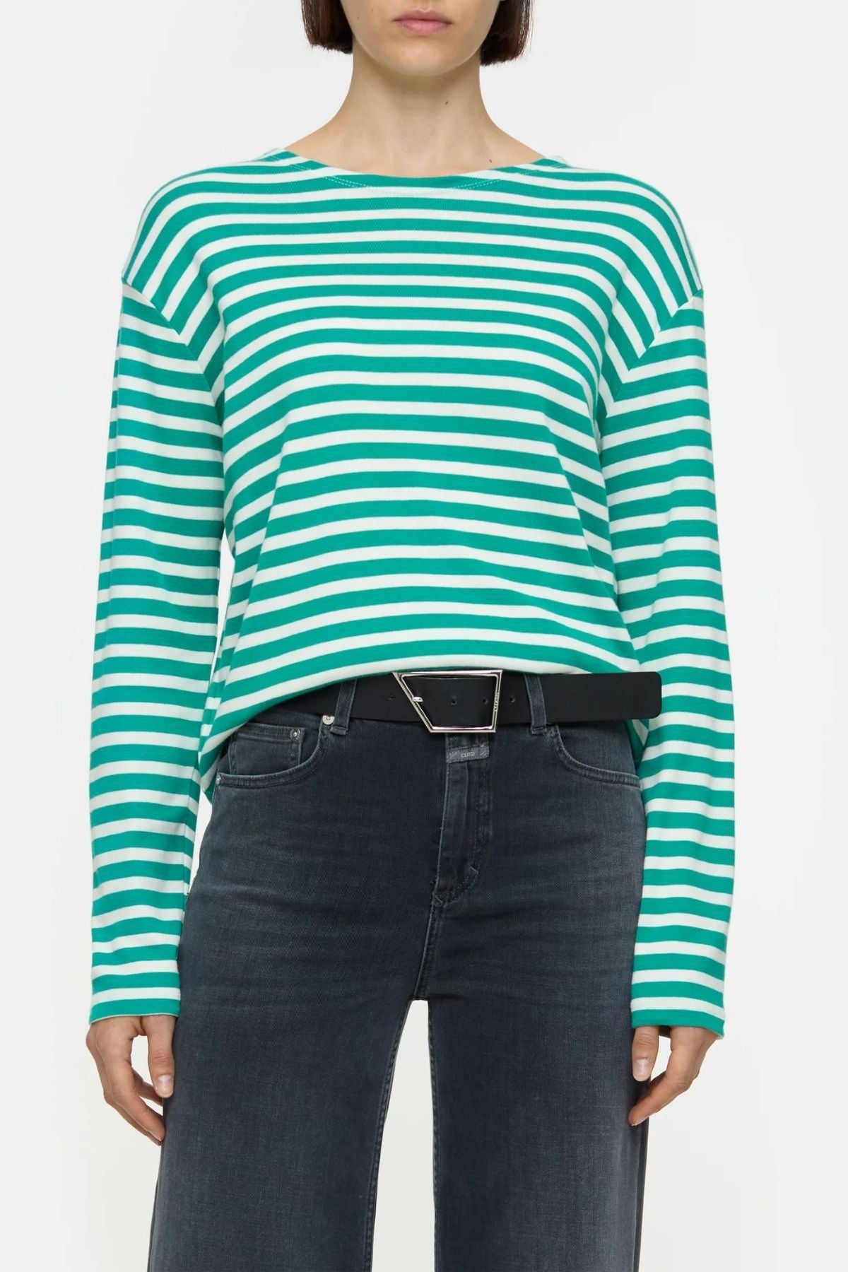 Closed Striped Long Sleeve T-Shirt - Meadow Green