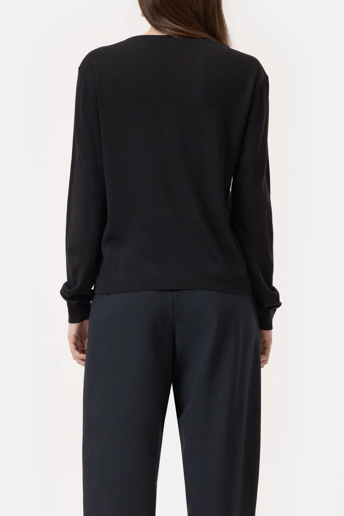 Closed V-Neck Knit Jumper - Black