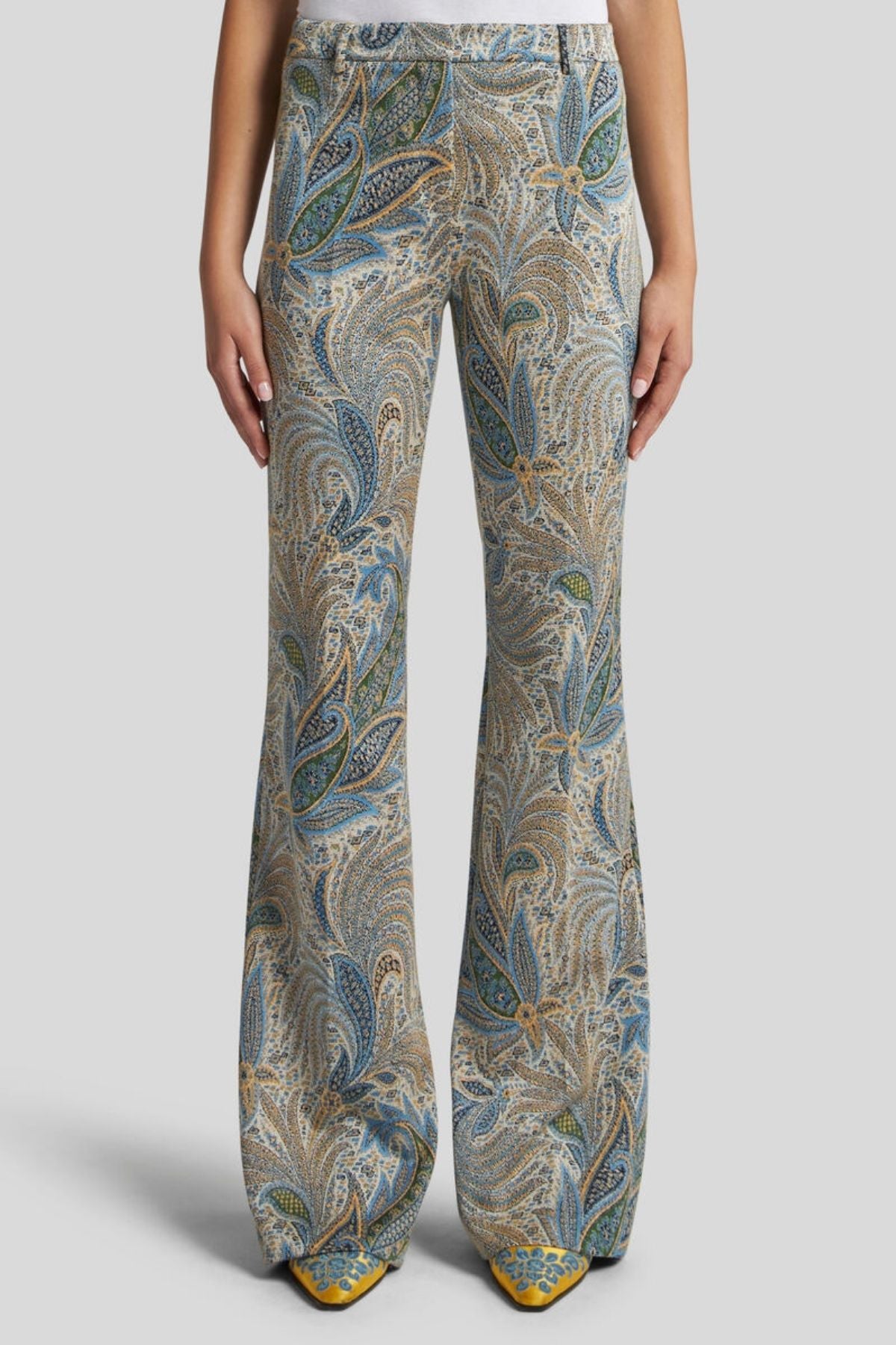 Etro Paisley Jacquard Trousers - Light Blue