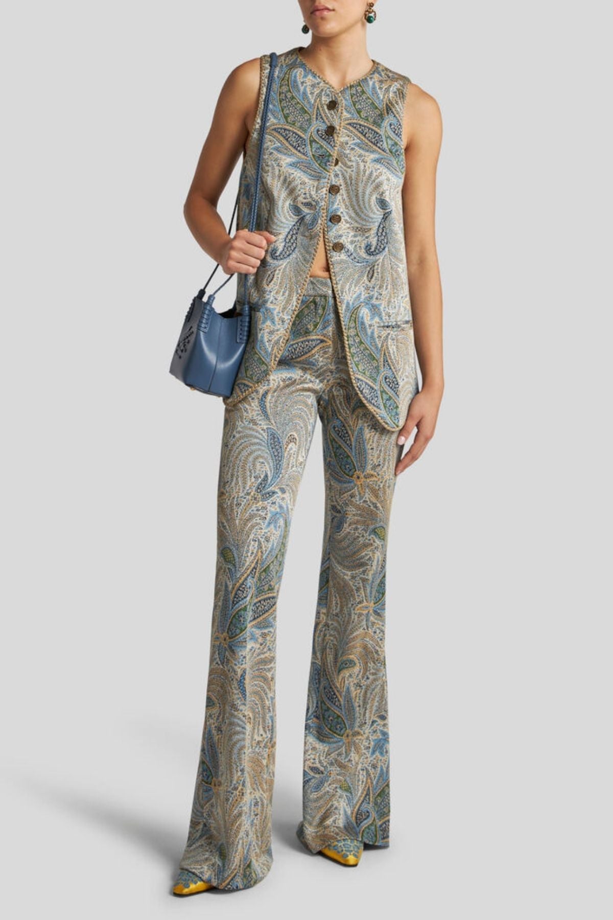 Etro Paisley Jacquard Trousers - Light Blue