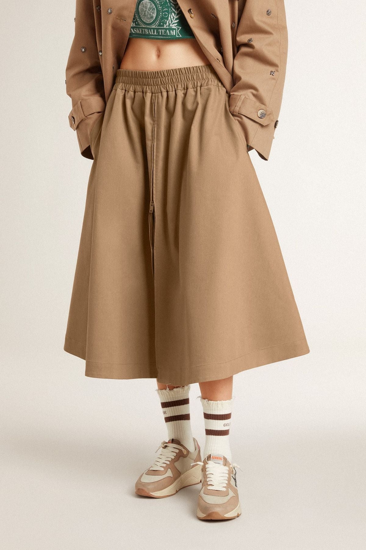 Golden Goose Circle Skirt Morena Blend Cotton Gabardine - Khaki Beige