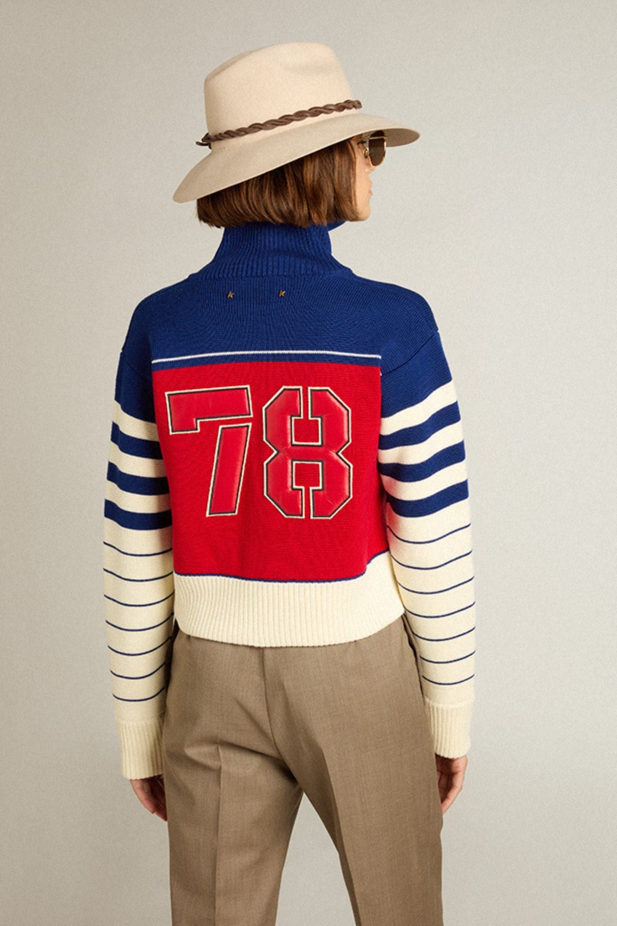 Golden Goose Cropped Ski Knit- Red/ Heritage White/ Blue