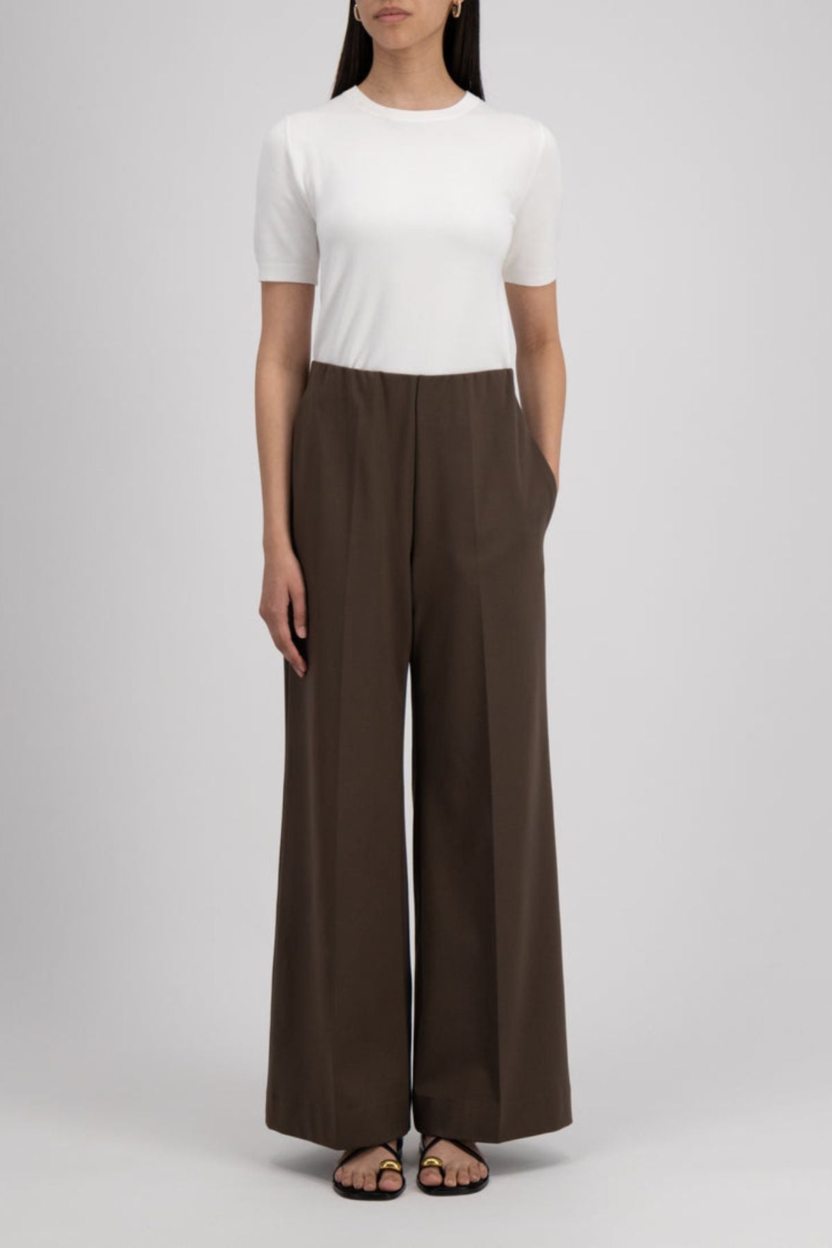 Harris Wharf Flared Trousers Techno Viscose - Ebony Grey