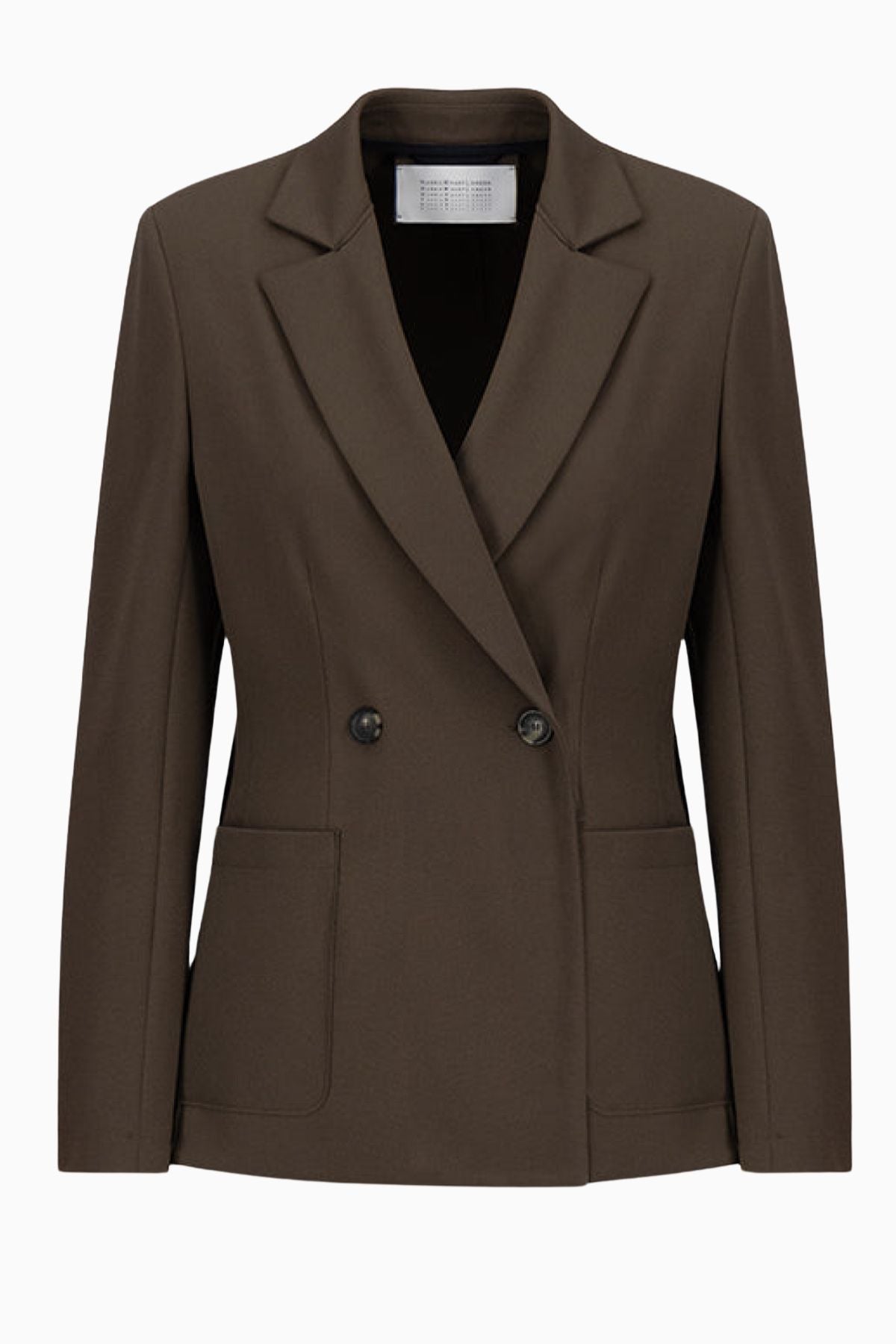 Harris Wharf Women Double Breated Blazer with Shoulder Pads Techno Viscose - Ebony Grey