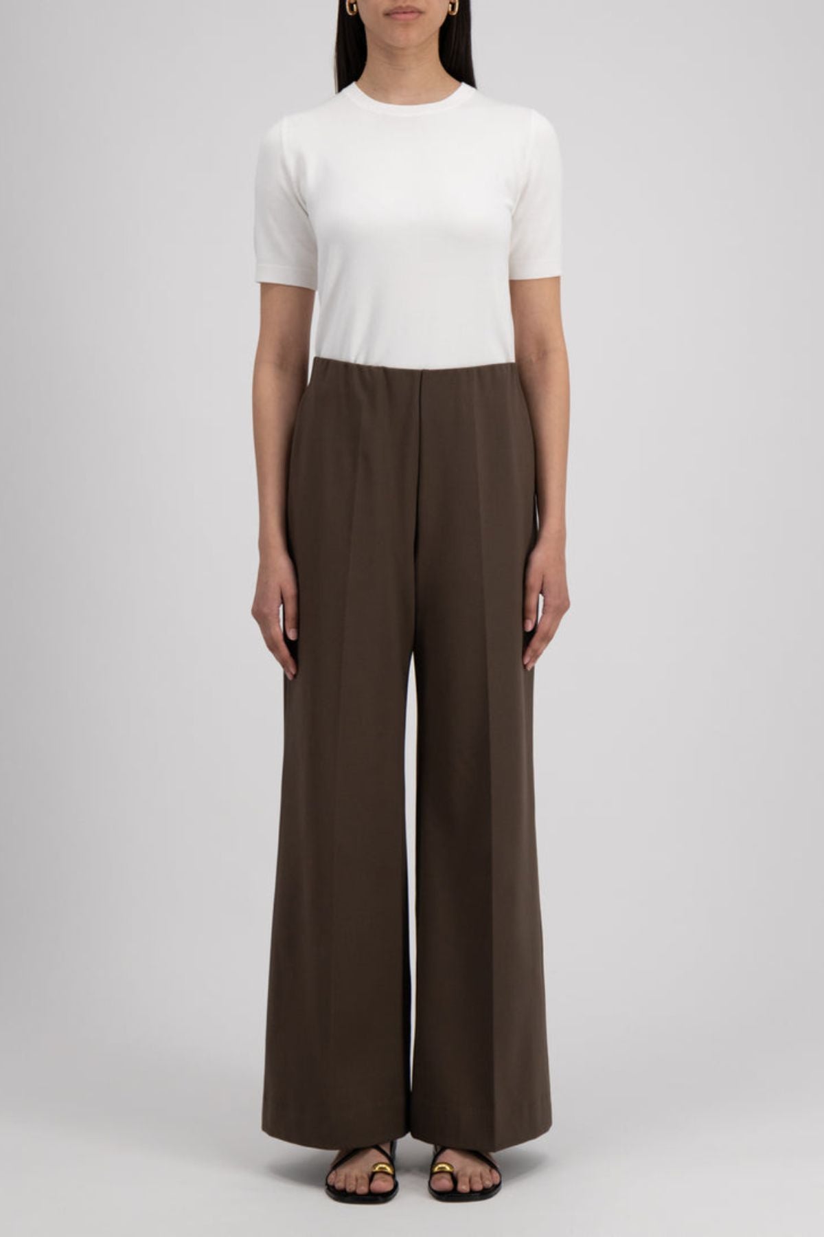 Harris Wharf Women Flared Trousers Techno Viscose - Ebony Grey