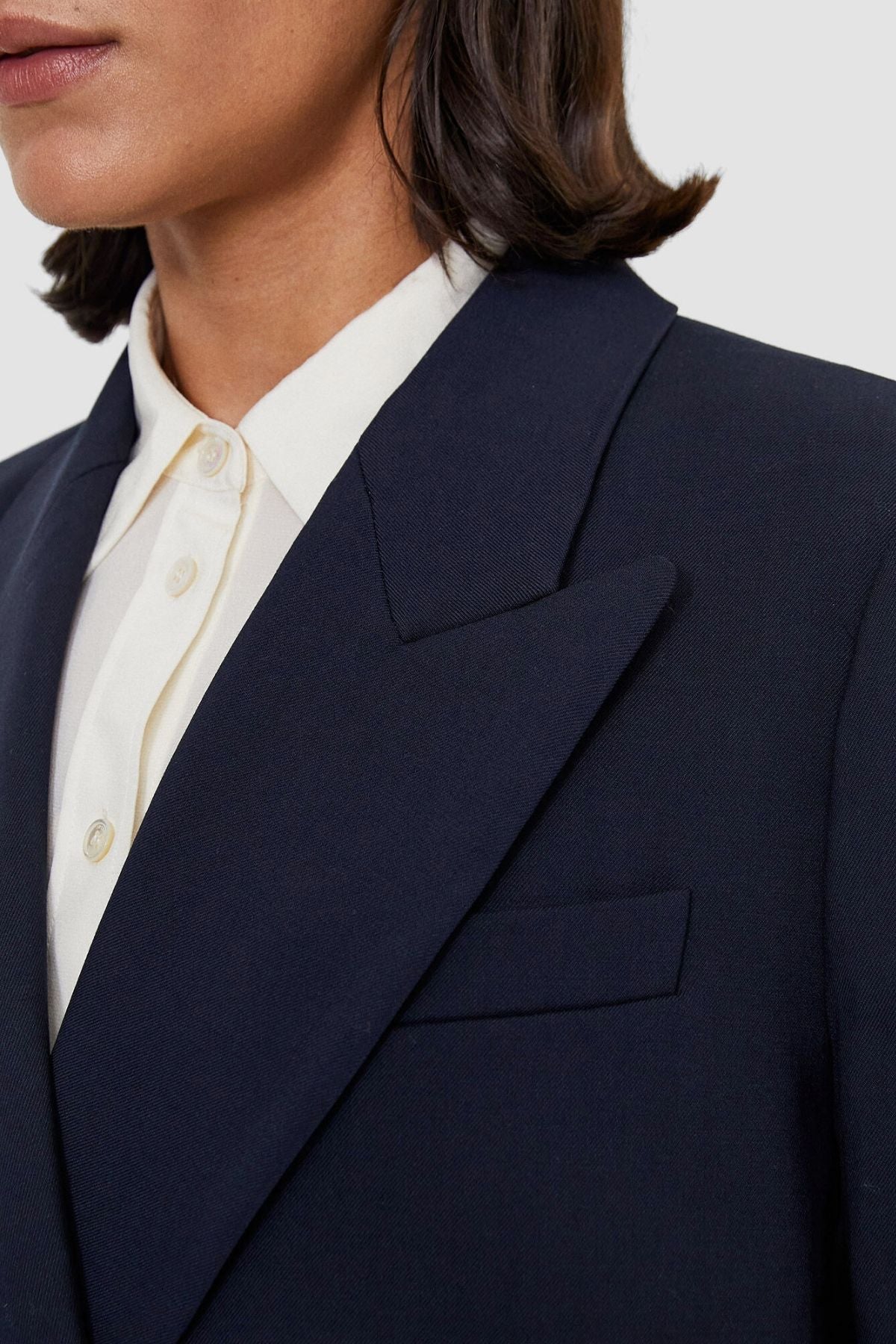 Joseph Jaden Double Breasted Blazer Wool Stretch Tailoring - Dark Navy