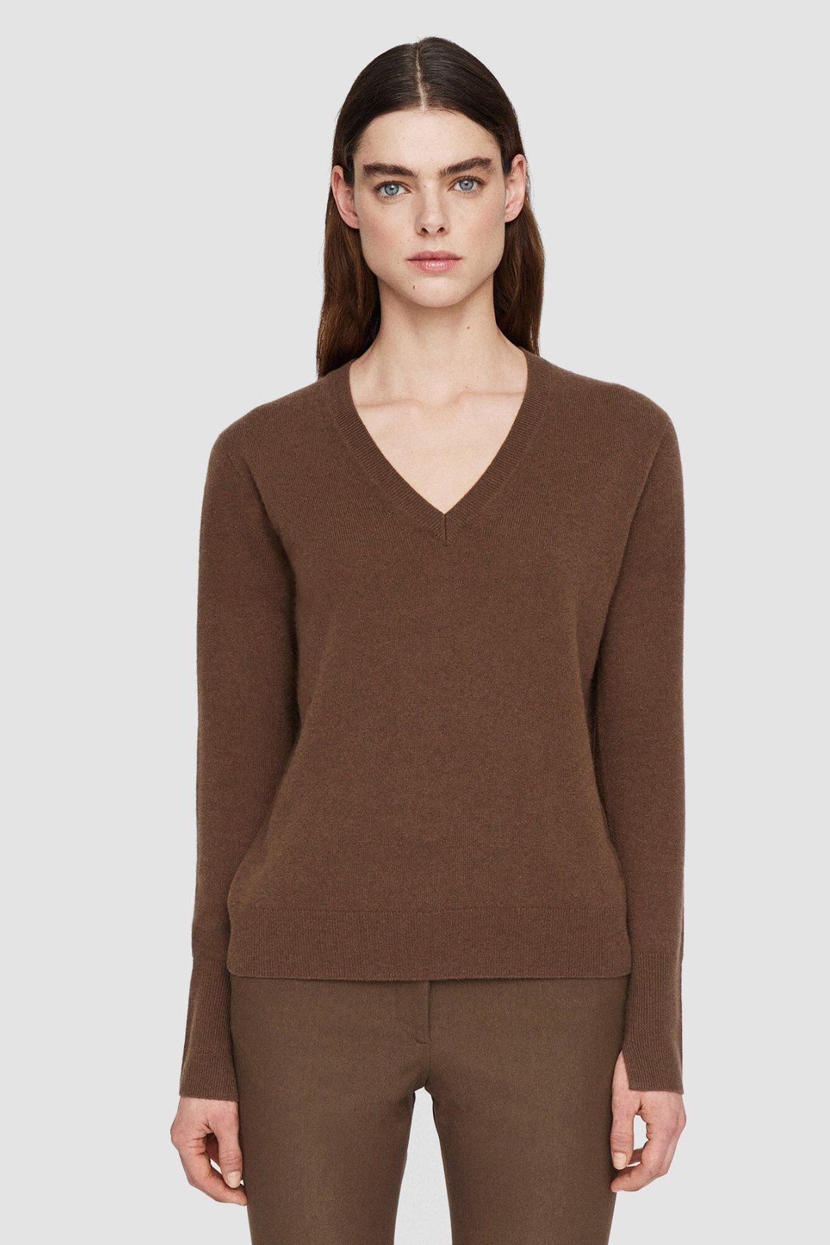 Joseph Light Pure Cashmere V Neck Jumper - Arabica