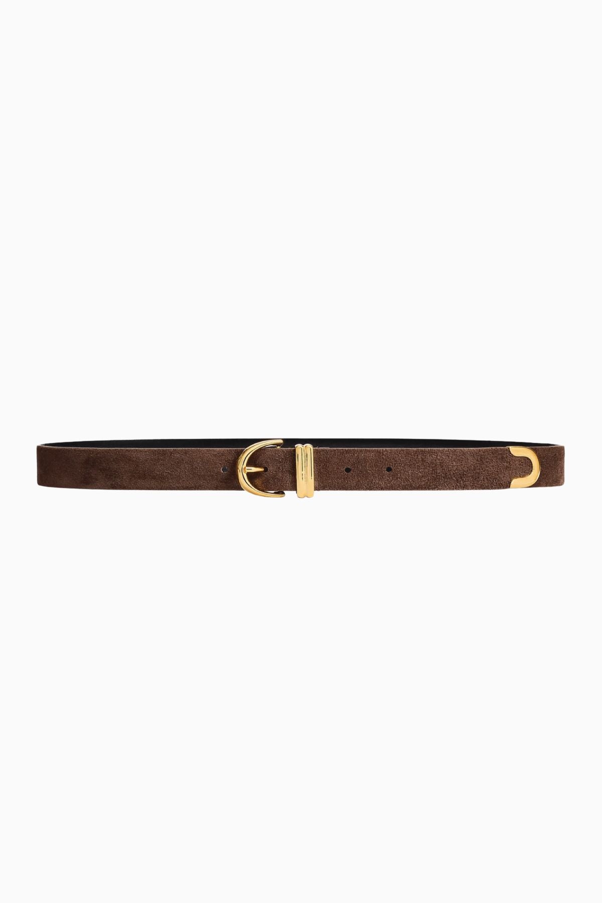 Khaite Bambi Suede Belt - Ebano/ Gold