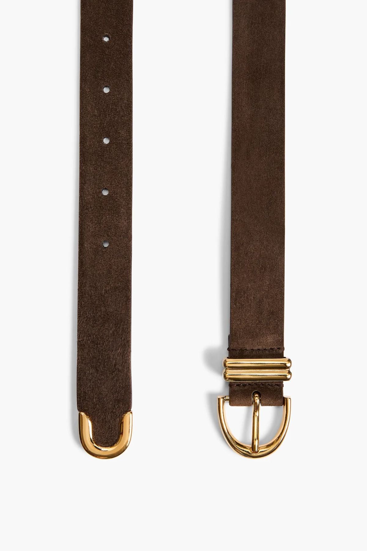 Khaite Bambi Suede Belt - Ebano/ Gold