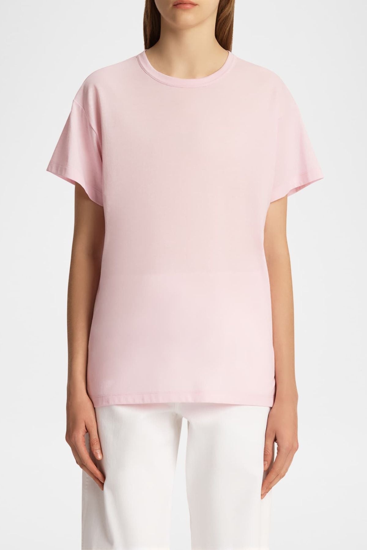 KHAITE Maeve Short Sleeve Cotton Top - Peony