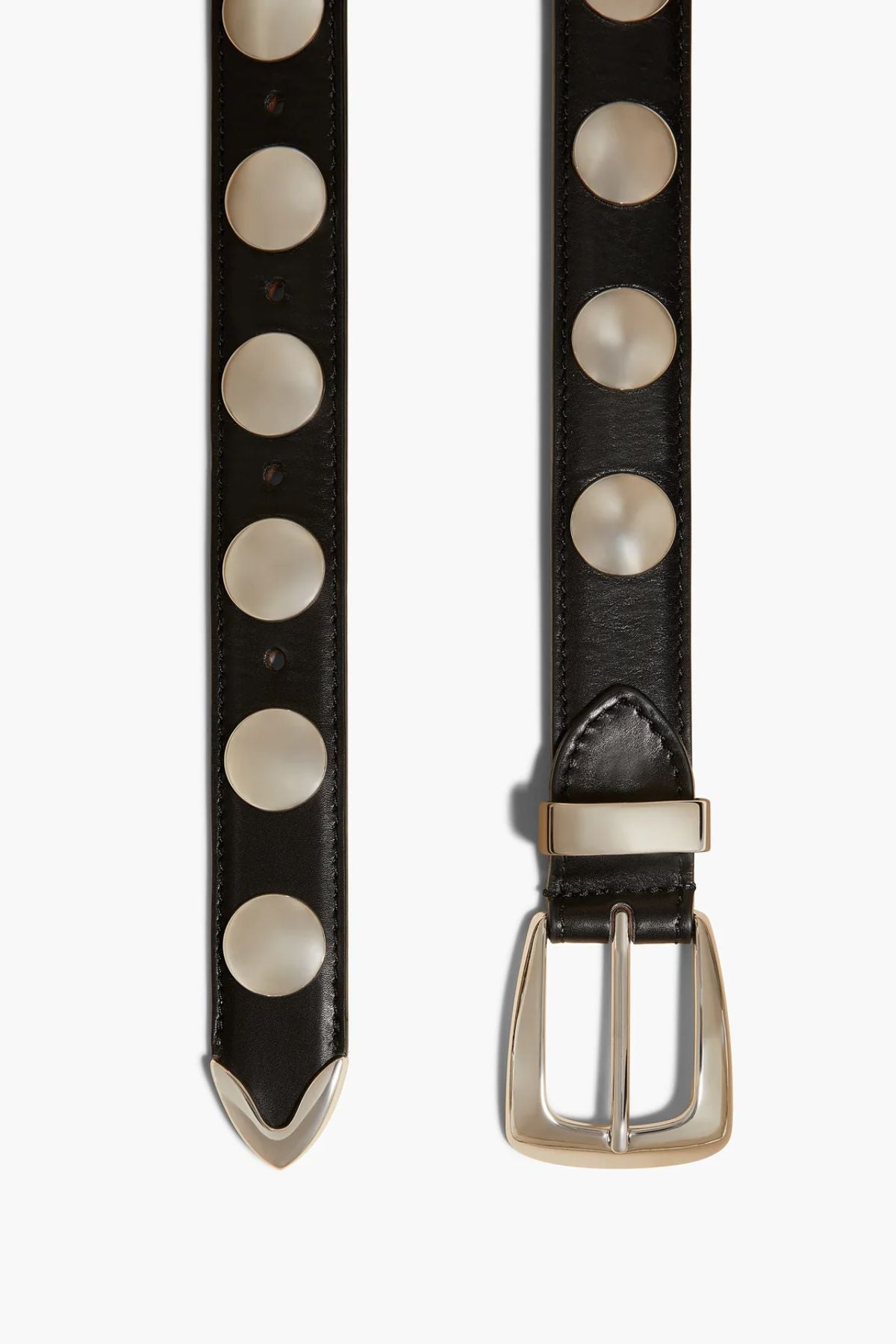 KHAITE Suede Benny Belt with Studs - Black/ Silver