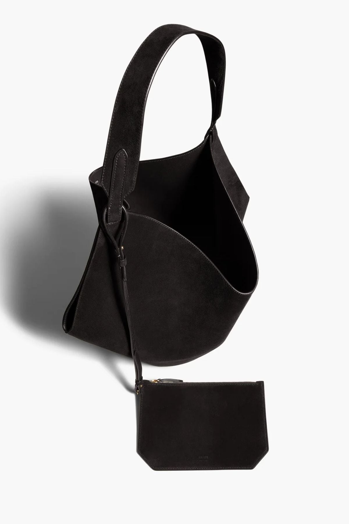 KHAITE Suede Medium Lotus Tote - Black