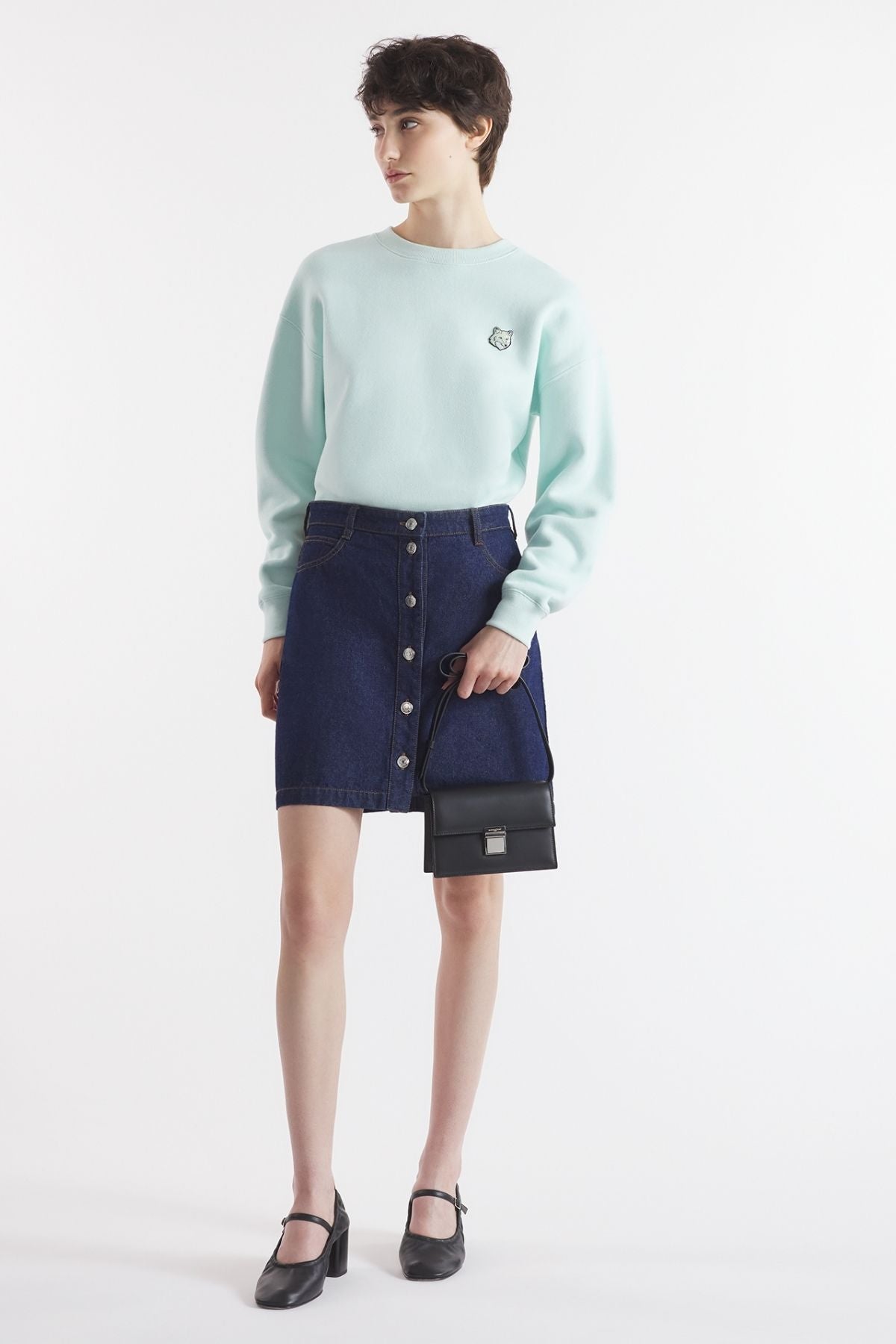 Maison Kitsuné Buttoned Denim Mini Skirt - Indigo