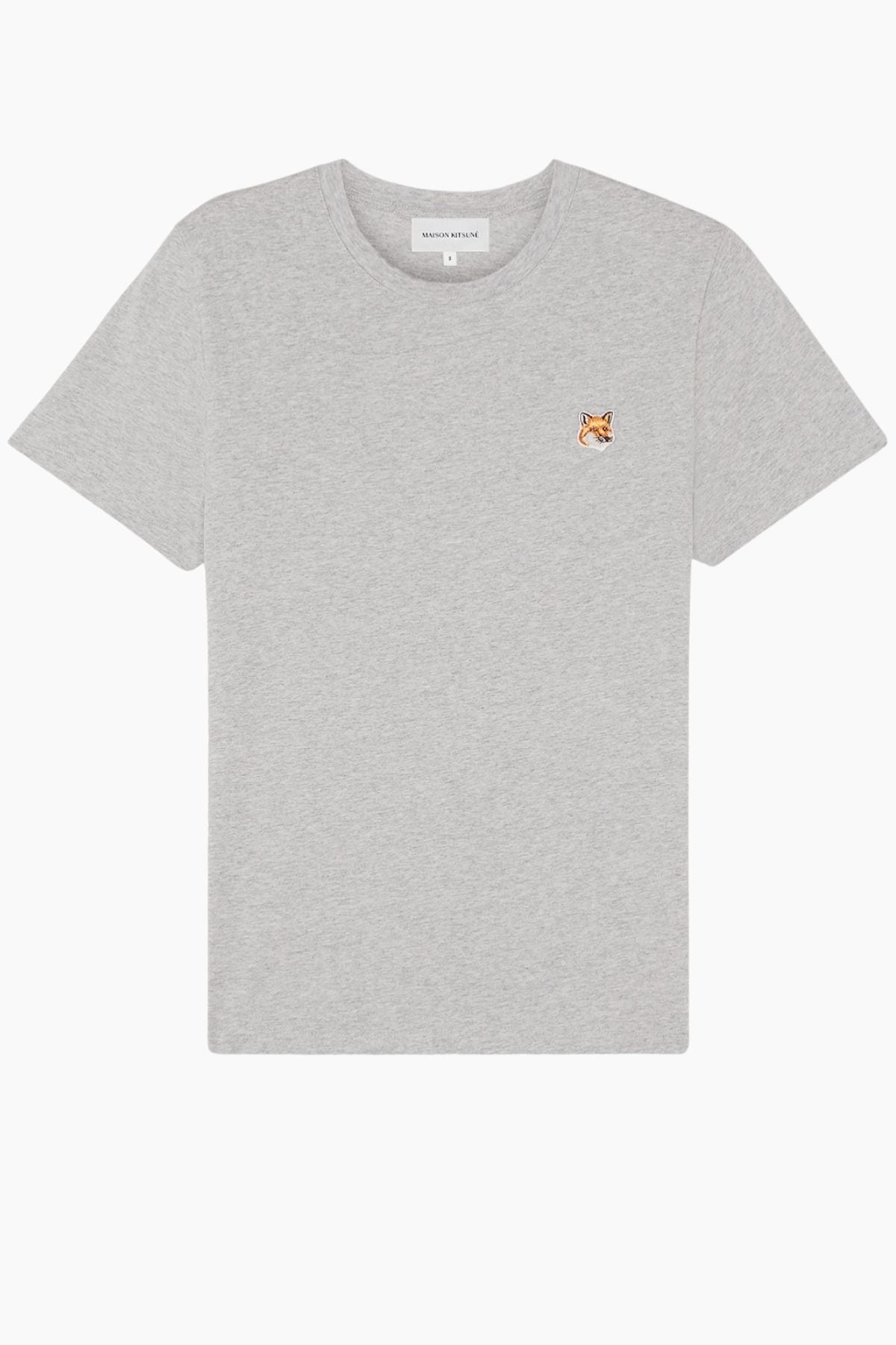 Maison Kitsuné Fox Head Patch T-Shirt - Light Grey Melange