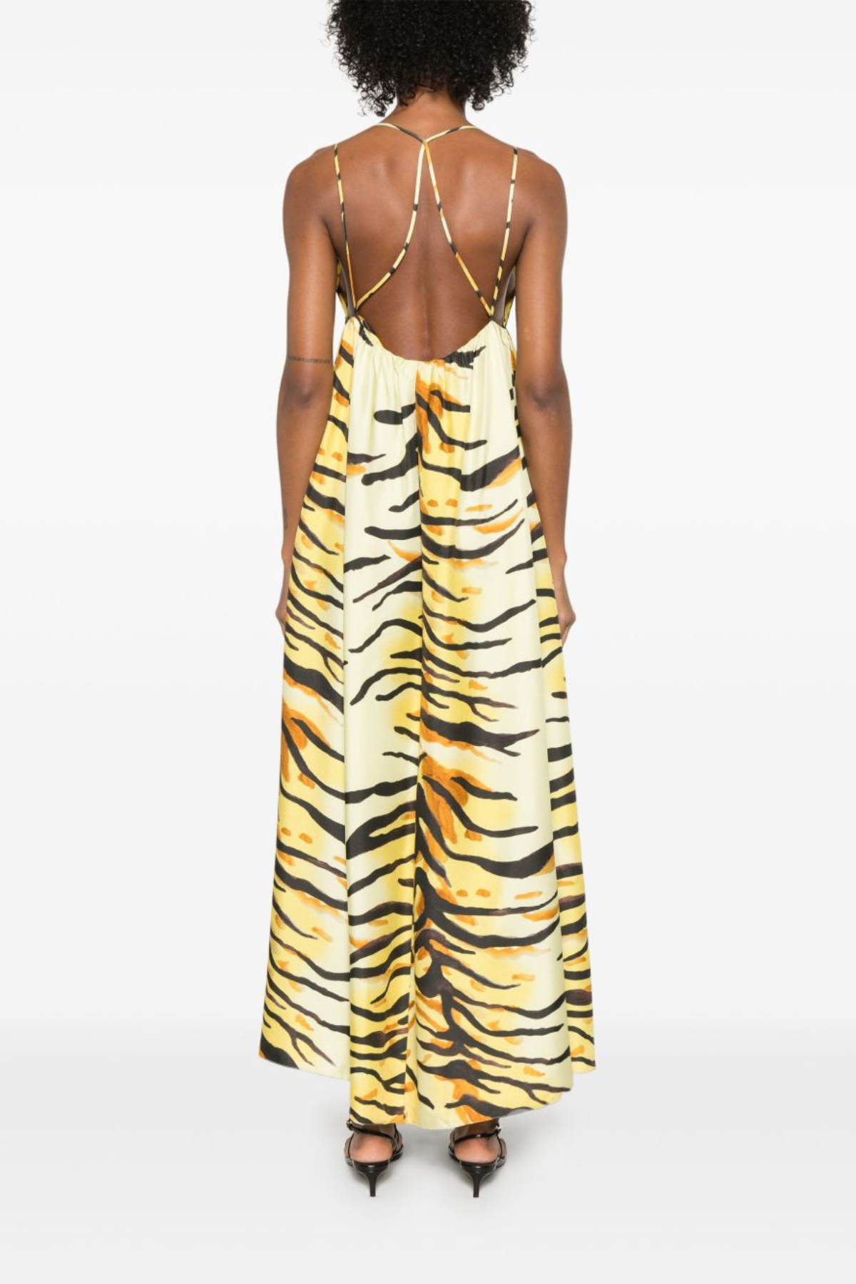 Nanushka Delphy Tiger Print Silk Twill Maxi Dress - Tiger